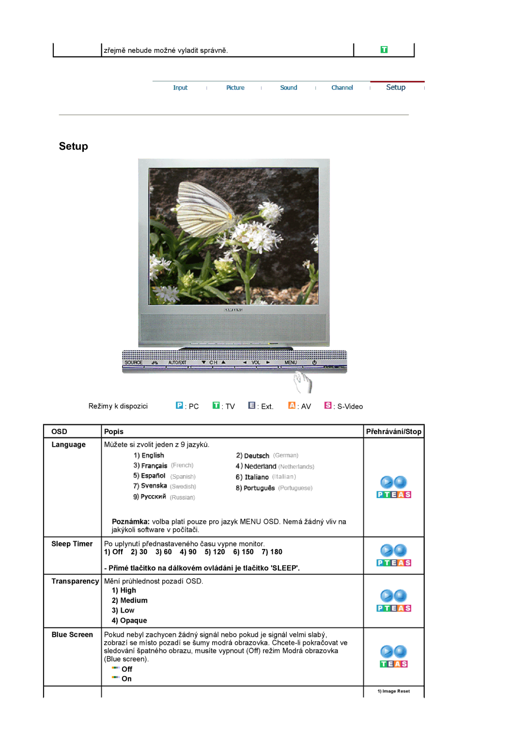 Samsung LS17MCASS/EDC manual Language, High Medium Low Opaque 