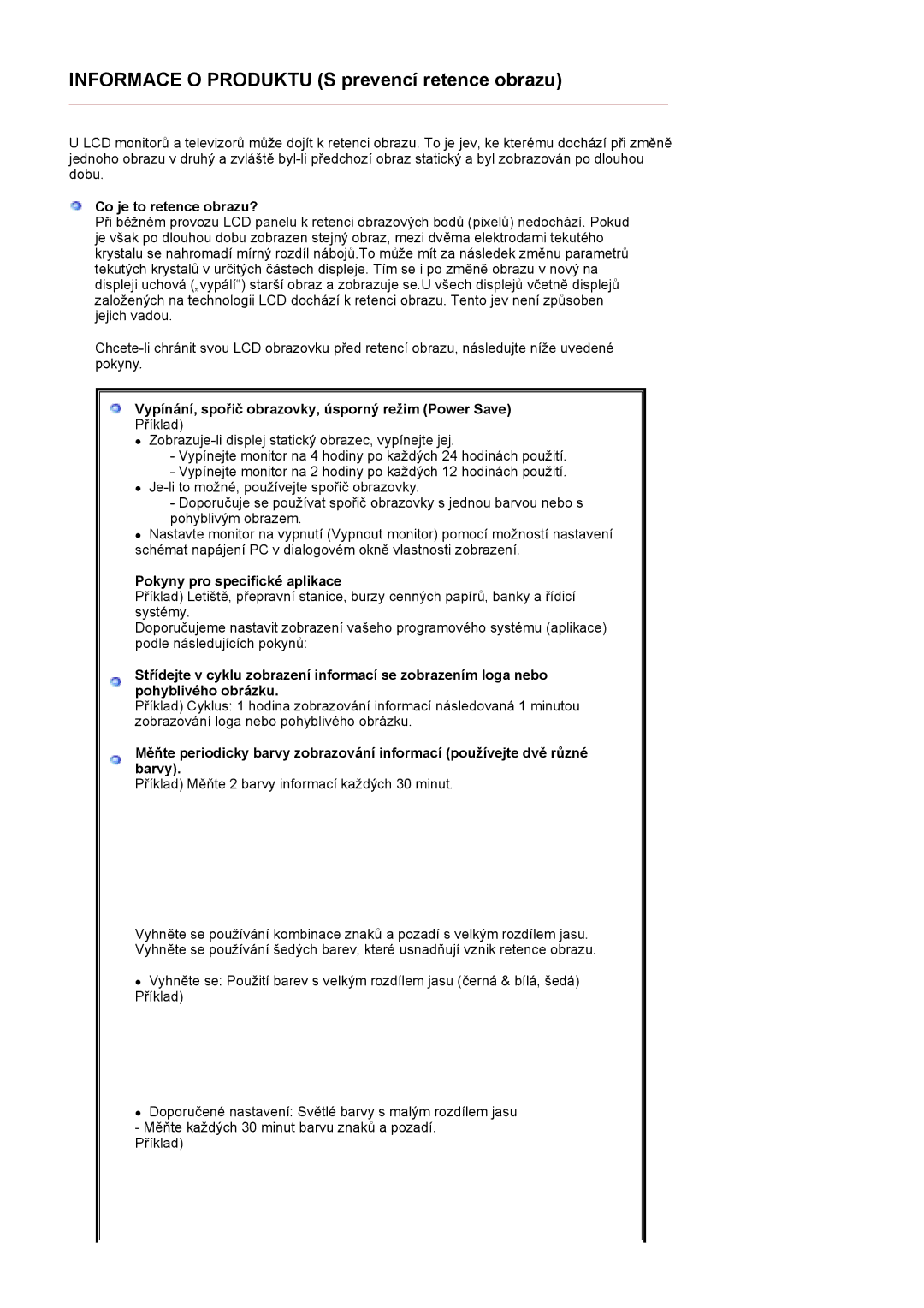 Samsung LS17MCASS/EDC manual Informace O Produktu S prevencí retence obrazu 