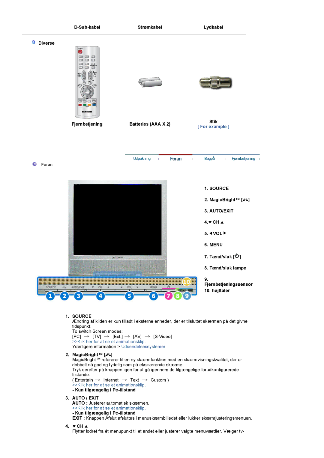 Samsung LS17MCASS/EDC manual Source, Auto/Exit, Menu, Auto / Exit 