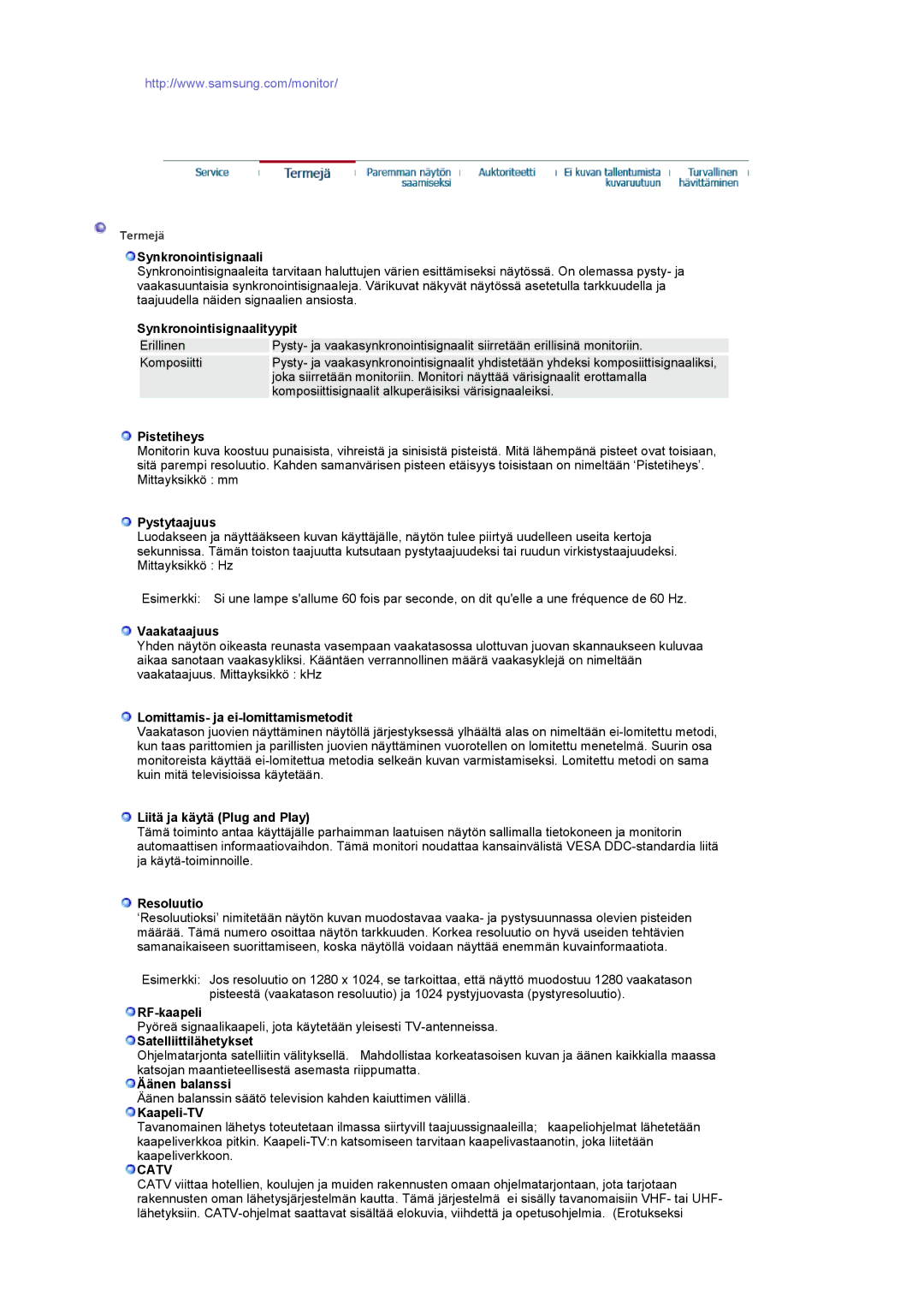 Samsung LS17MCASS/EDC manual Catv 