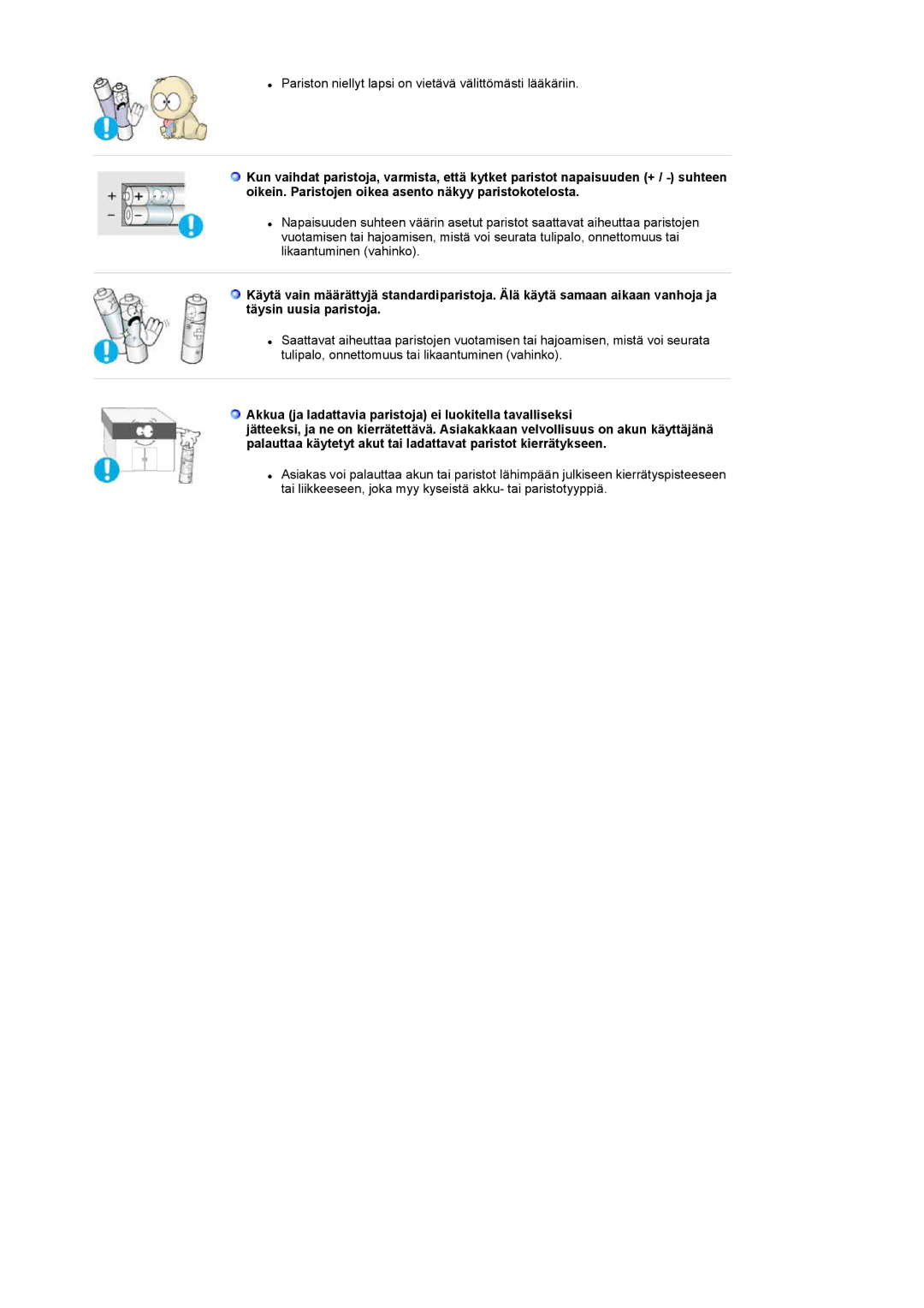 Samsung LS17MCASS/EDC manual Pariston niellyt lapsi on vietävä välittömästi lääkäriin 