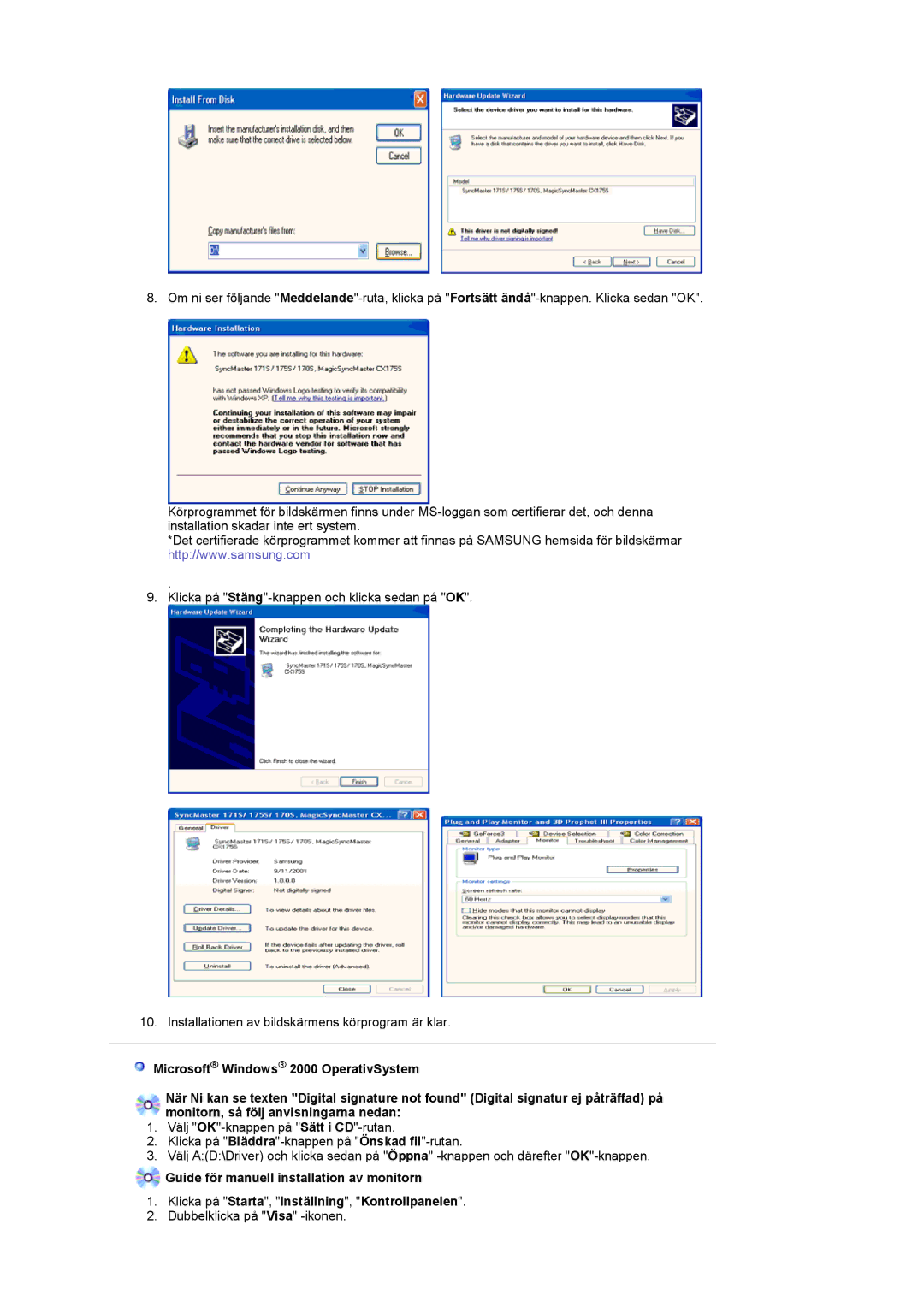 Samsung LS17MCASS/EDC manual Dubbelklicka på Visa -ikonen 