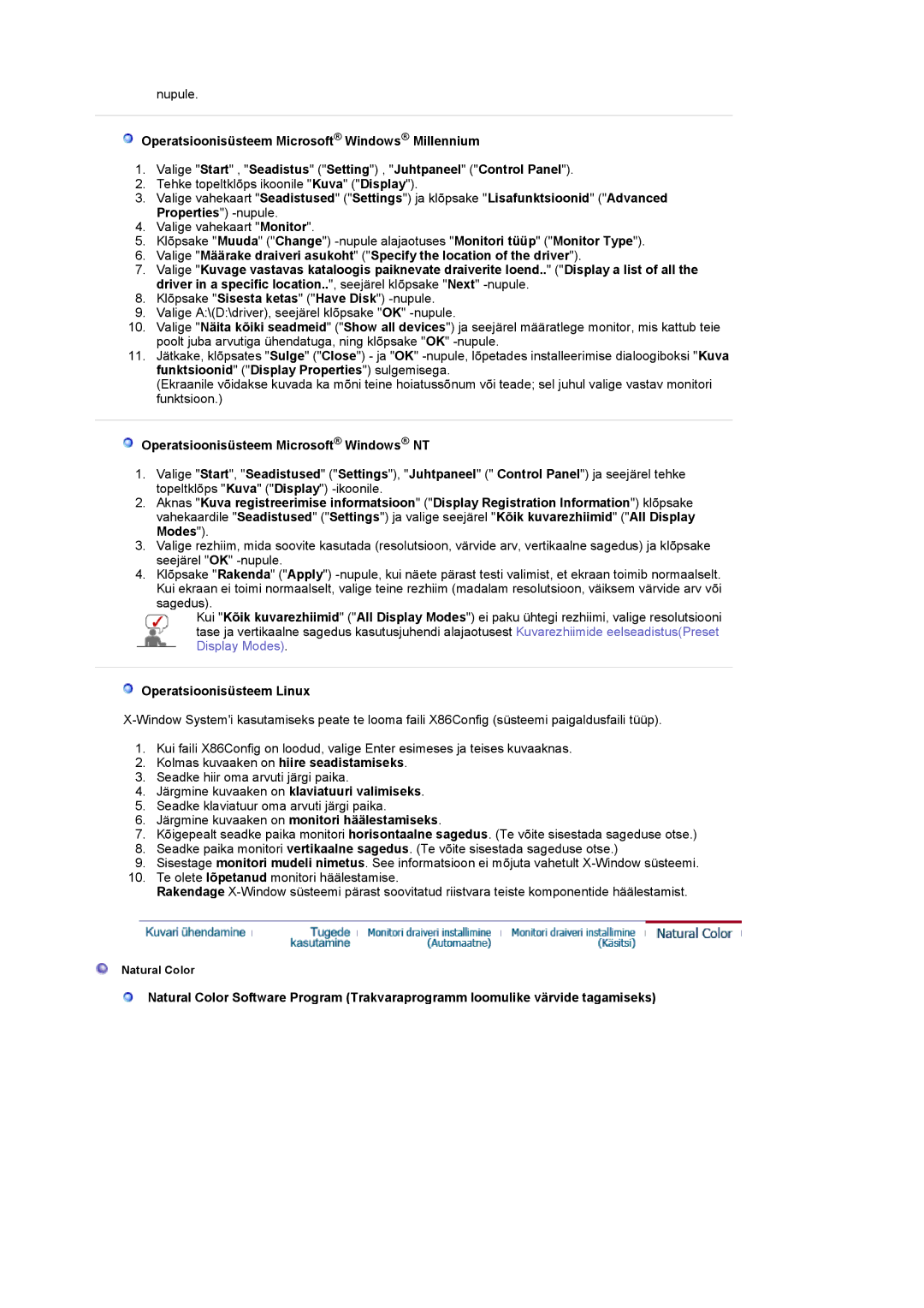 Samsung LS17MCASS/EDC manual Operatsioonisüsteem Linux, Järgmine kuvaaken on monitori häälestamiseks 