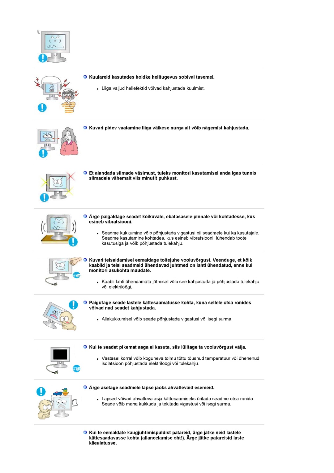 Samsung LS17MCASS/EDC manual Kuulareid kasutades hoidke helitugevus sobival tasemel 