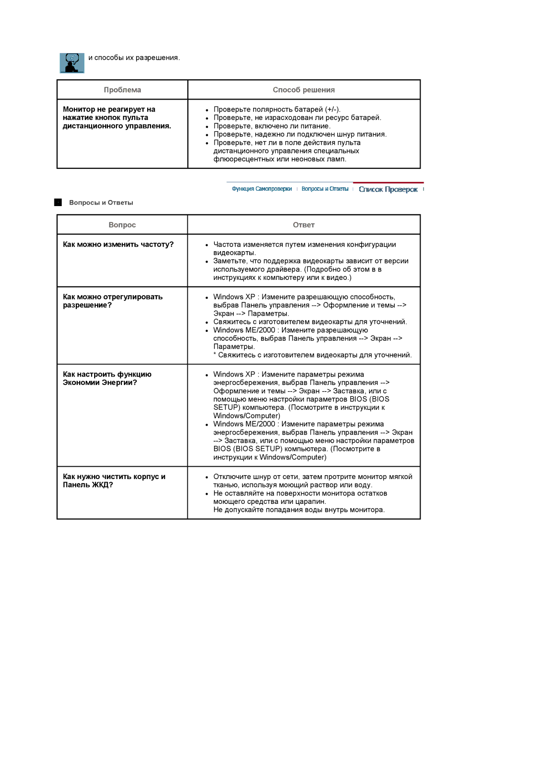 Samsung LS17MCASS/EDC manual Проблема 