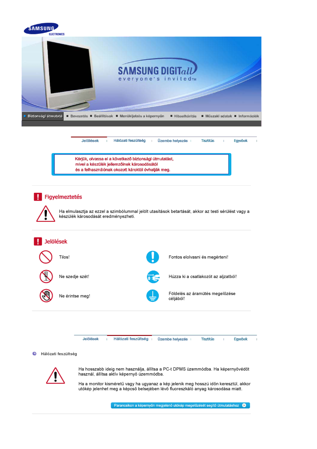 Samsung LS17MCASS/EDC manual Hálózati feszültség 