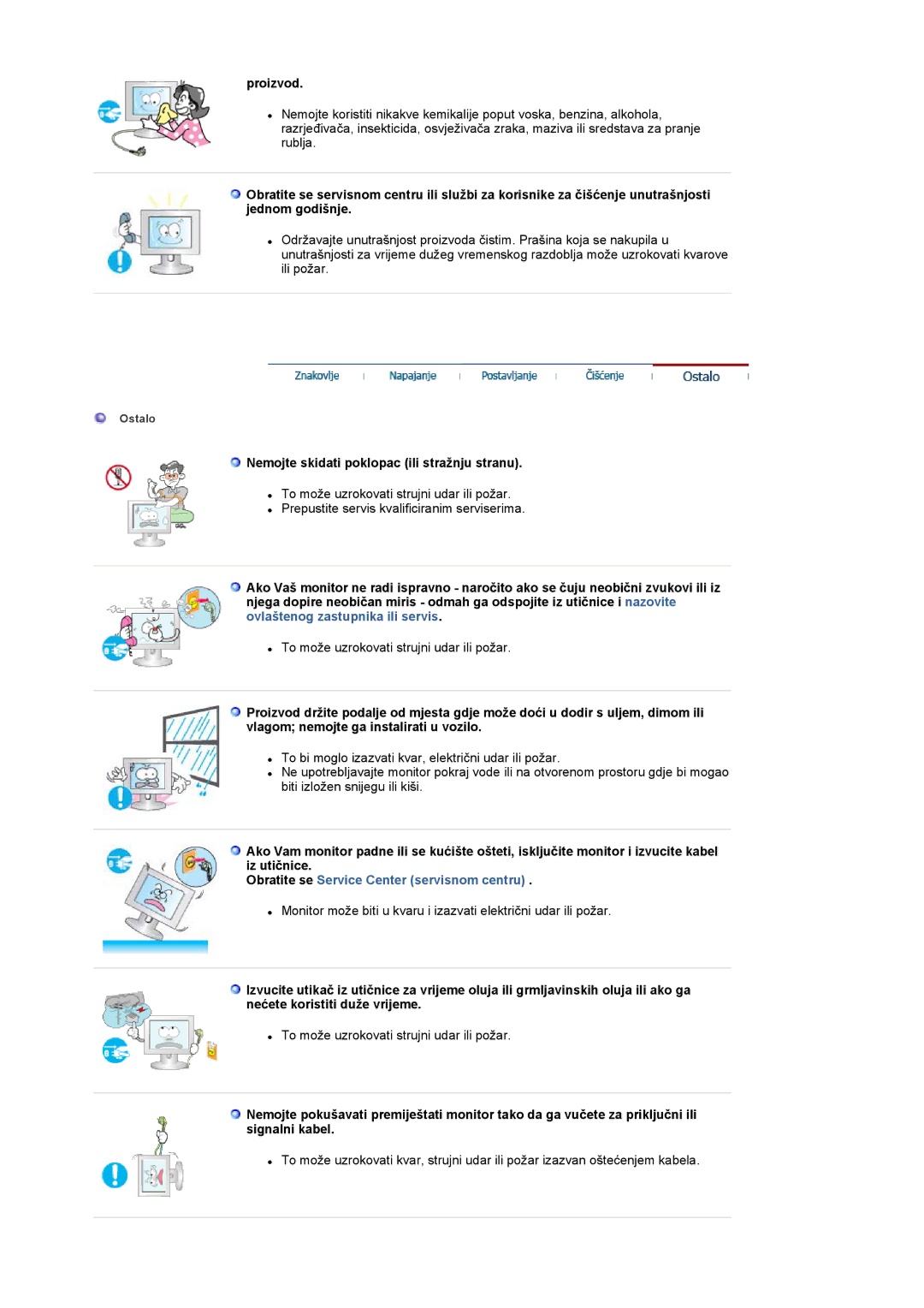 Samsung LS17MCASS/EDC manual Proizvod, Nemojte skidati poklopac ili stražnju stranu 