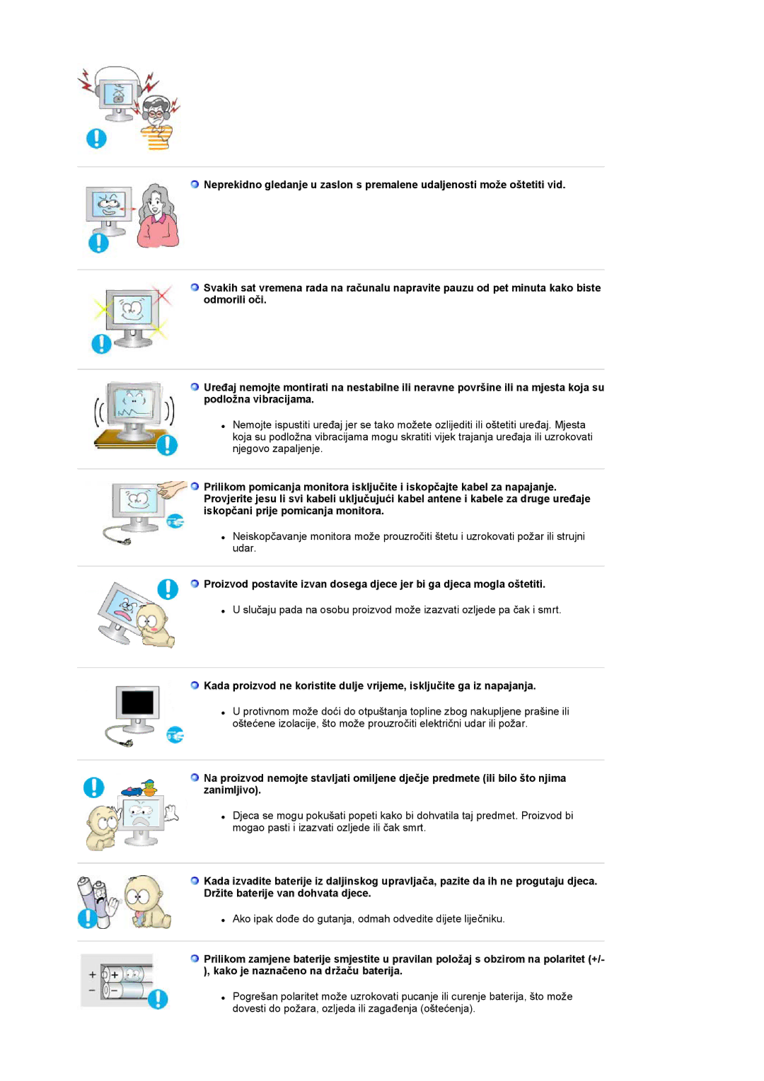 Samsung LS17MCASS/EDC manual Ako ipak dođe do gutanja, odmah odvedite dijete liječniku 