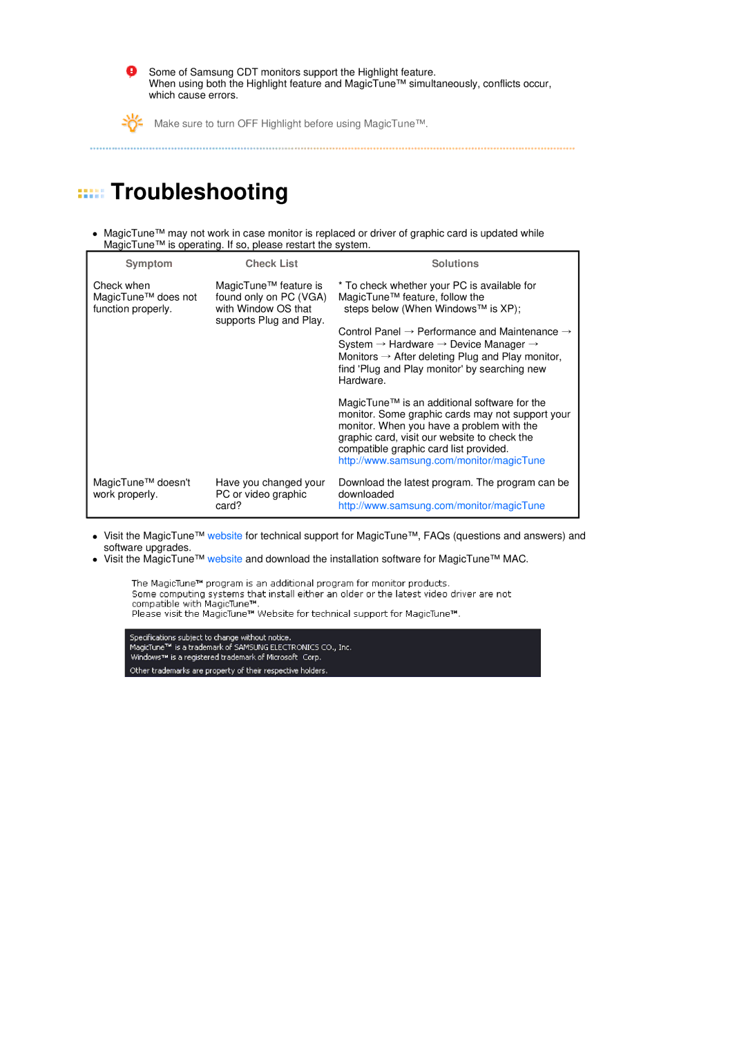 Samsung LS19MEBSBQ/TRU, LS17MEDSB1/XSJ, LS19MEDSB1/XSJ, LS19MEDSBQ/EDC, LS17MEDSBQ/EDC, LS17MEDSSQ/XTW manual Symptom Check List 