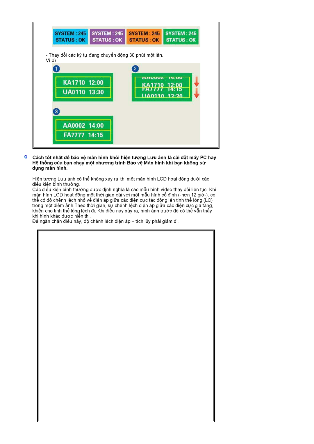 Samsung LS17MEDSBQ/XSS, LS17MEDSSQ/VNT manual Thay đổi các ký tự đang chuyển động 30 phút một lần. Ví d 