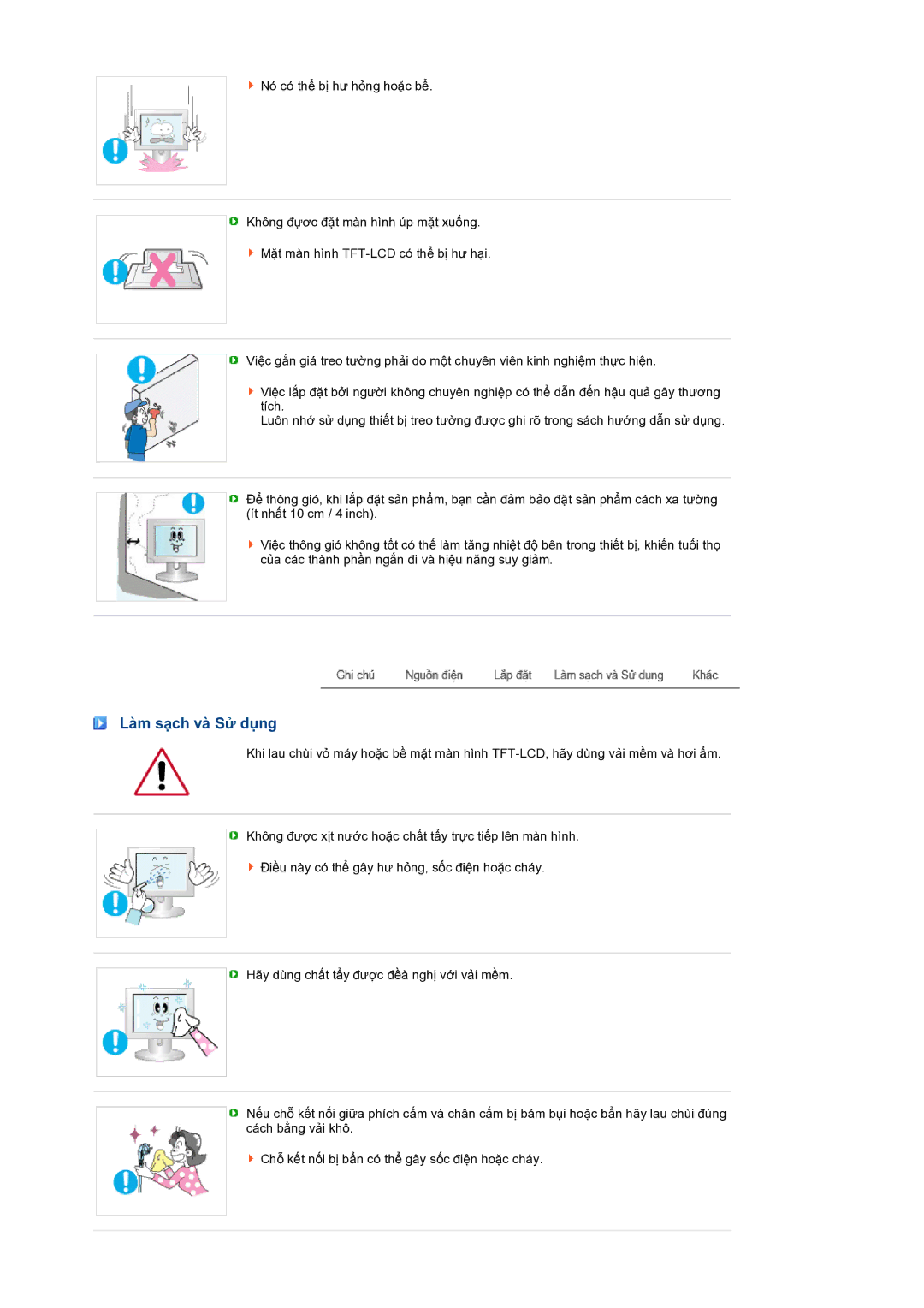 Samsung LS17MERSSQ/XSV manual Làm sạch và Sử dụng 