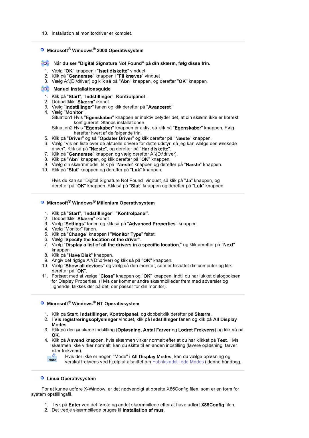 Samsung LS17MJCKN/EDC, MJ17CSKS/EDC, MJ17CSTS/EDC manual Microsoft Windows NT Operativsystem, Linux Operativsystem 