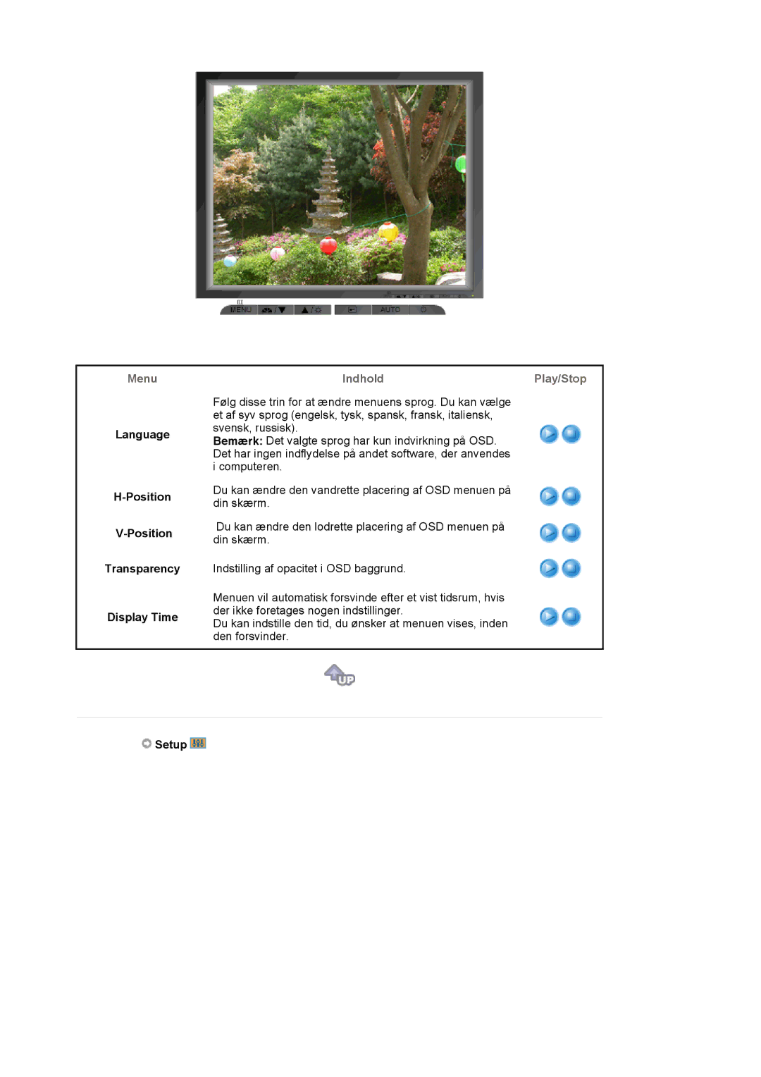 Samsung MJ17CSKS/EDC, LS17MJCKN/EDC, MJ17CSTS/EDC manual Language Position Position Transparency Display Time, Setup 