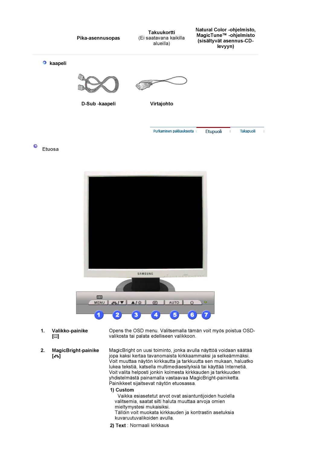 Samsung MJ17CSKS/EDC, LS17MJCKN/EDC, MJ17CSTS/EDC manual Etuosa 