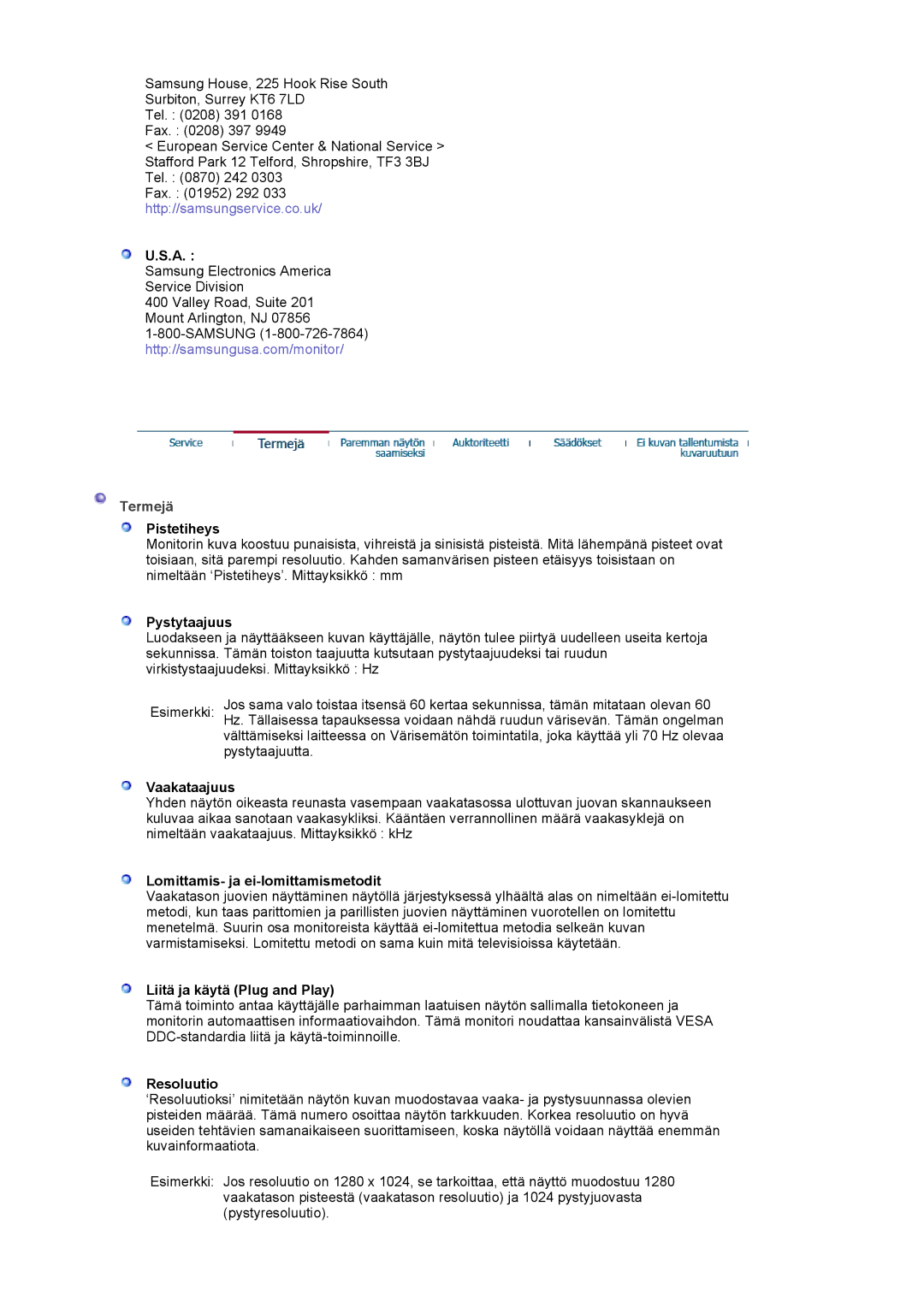 Samsung LS17MJCKN/EDC, MJ17CSKS/EDC, MJ17CSTS/EDC manual Termejä 