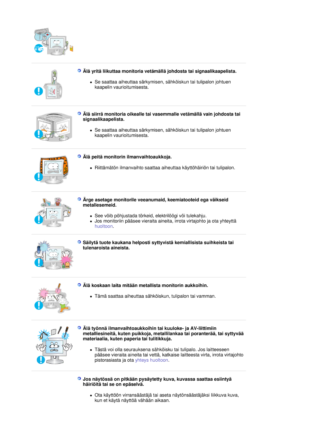 Samsung MJ17CSKS/EDC, LS17MJCKN/EDC, MJ17CSTS/EDC manual Älä peitä monitorin ilmanvaihtoaukkoja 