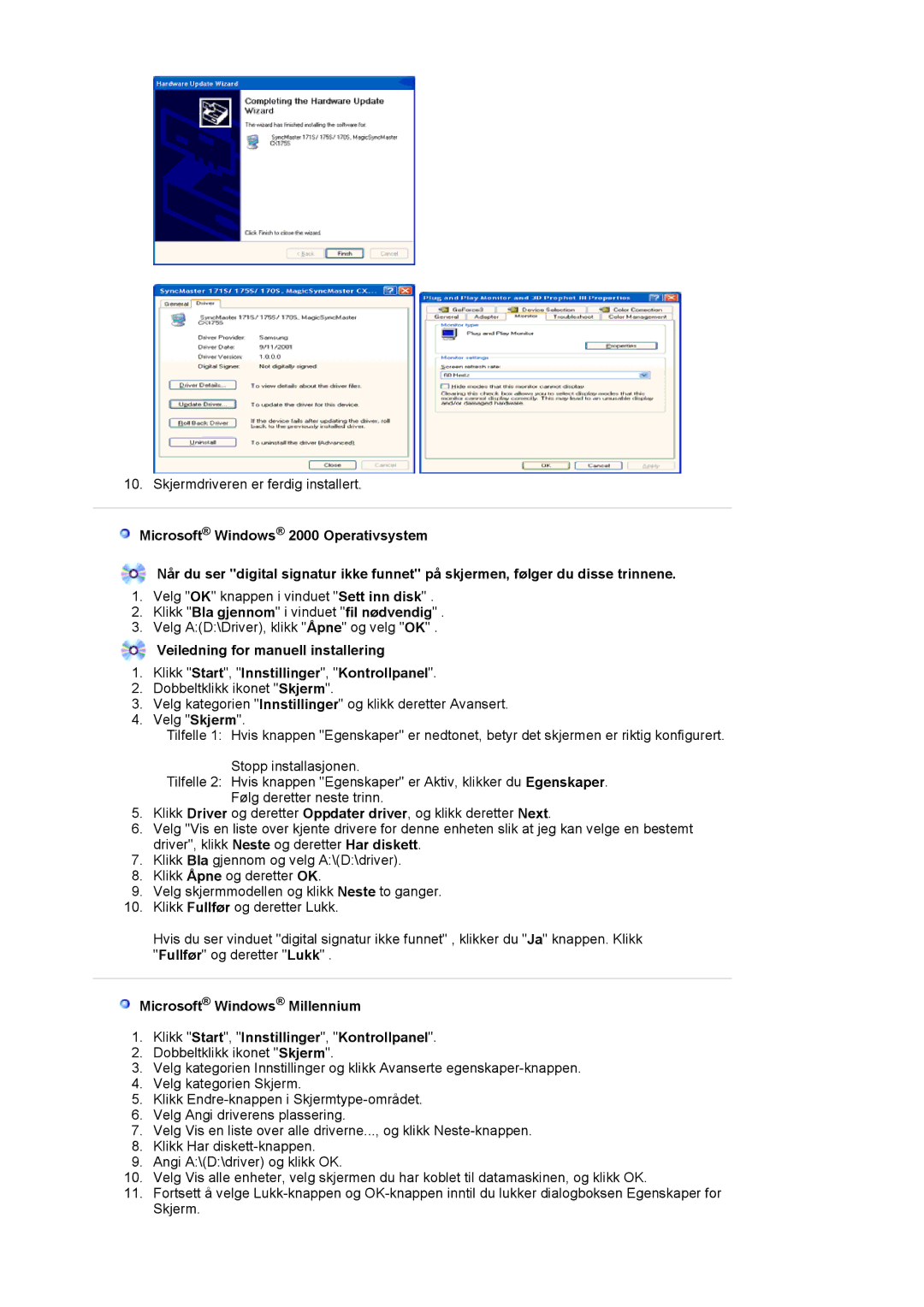 Samsung LS17MJCKN/EDC, MJ17CSKS/EDC, MJ17CSTS/EDC manual Klikk Bla gjennom i vinduet fil nødvendig 