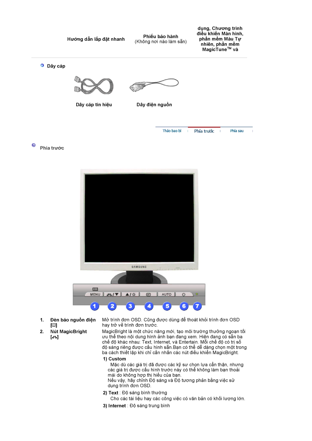 Samsung LS17MJCKS/VNT, LS17MJCKS/XSV manual Phía trước 