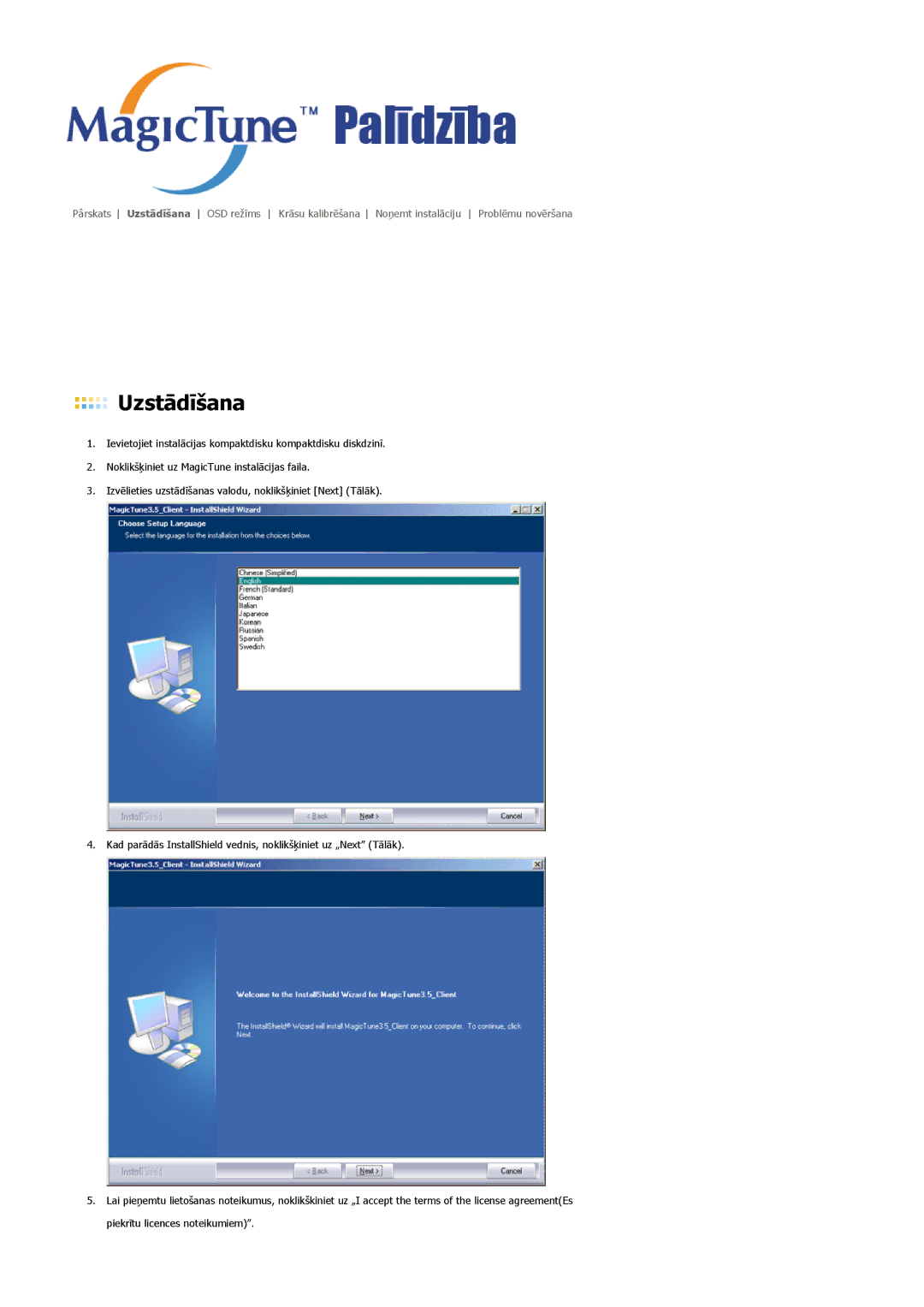 Samsung MJ17CSKS/EDC, LS17MJCTB/EDC, LS17MJCKN/EDC manual Uzstādīšana 