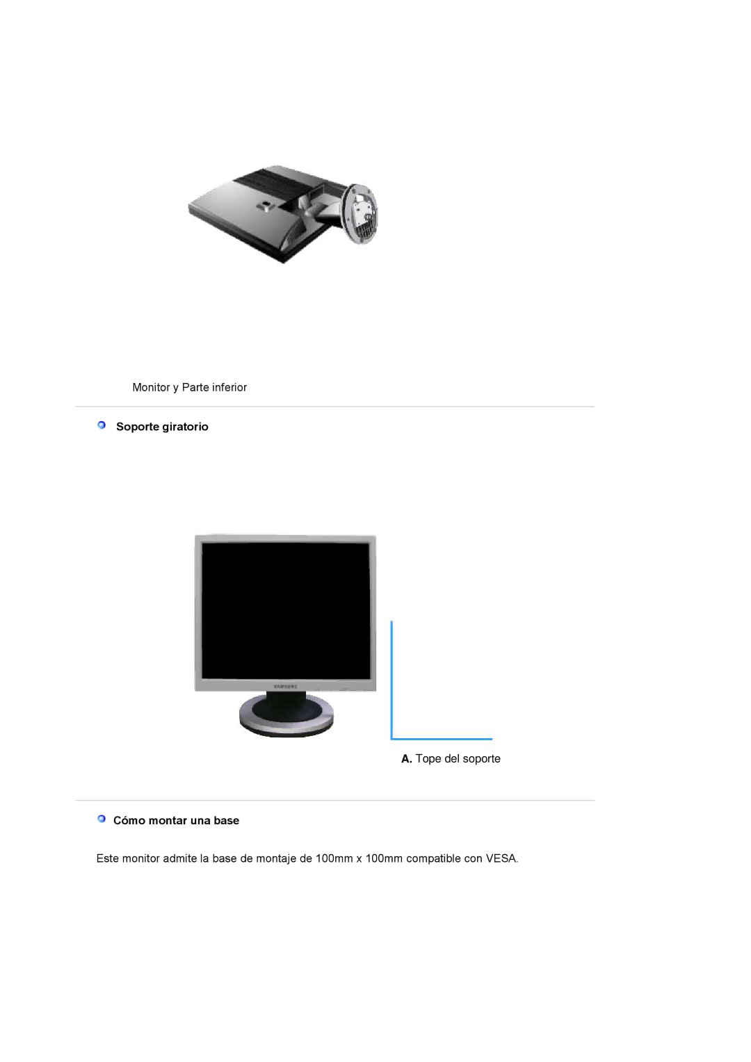 Samsung MJ17CSTS/EDC, LS17MJCTB/EDC, MJ17CSKS/EDC manual Soporte giratorio, Cómo montar una base 