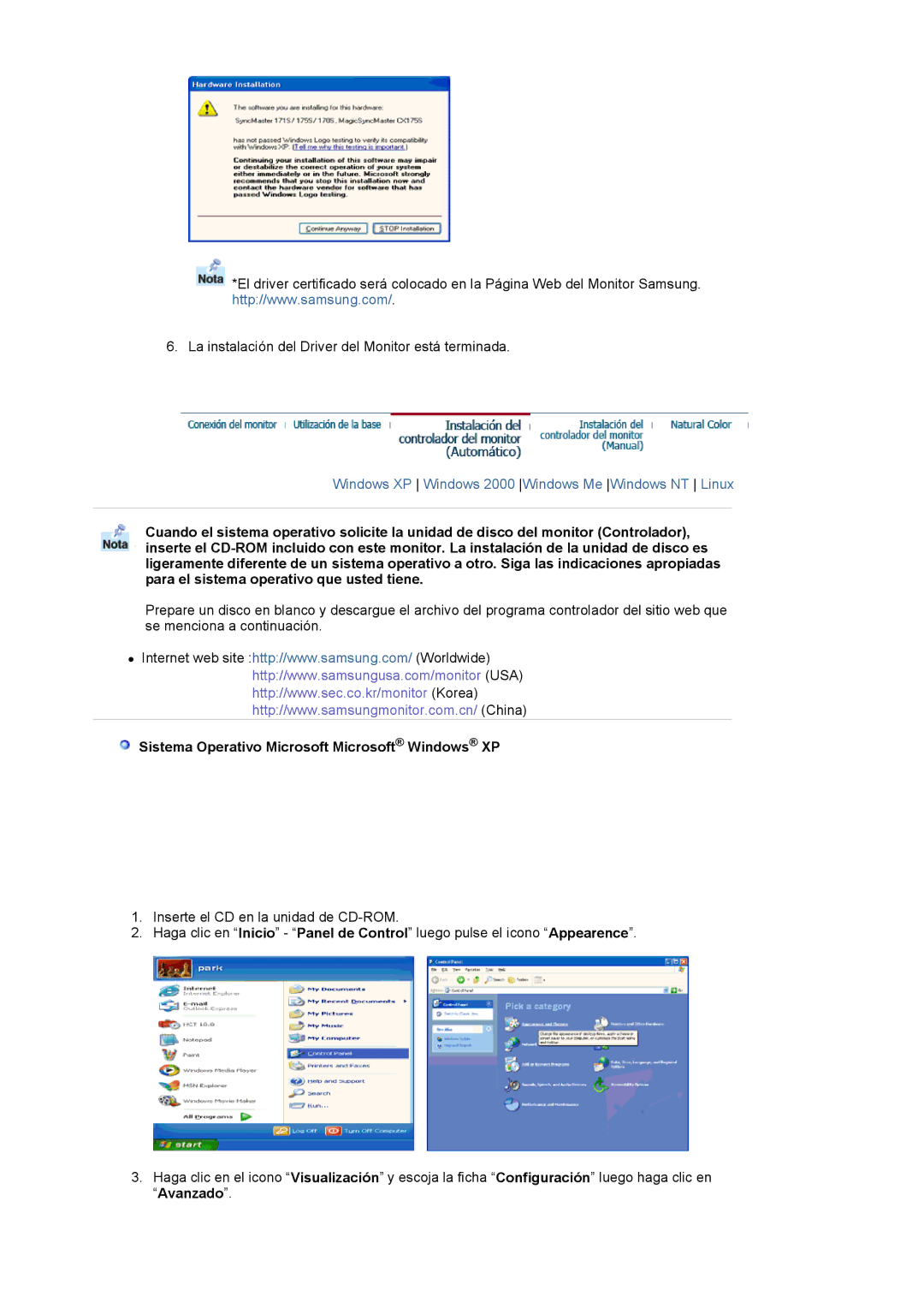 Samsung MJ17CSTS/EDC, LS17MJCTB/EDC, MJ17CSKS/EDC manual Sistema Operativo Microsoft Microsoft Windows XP 