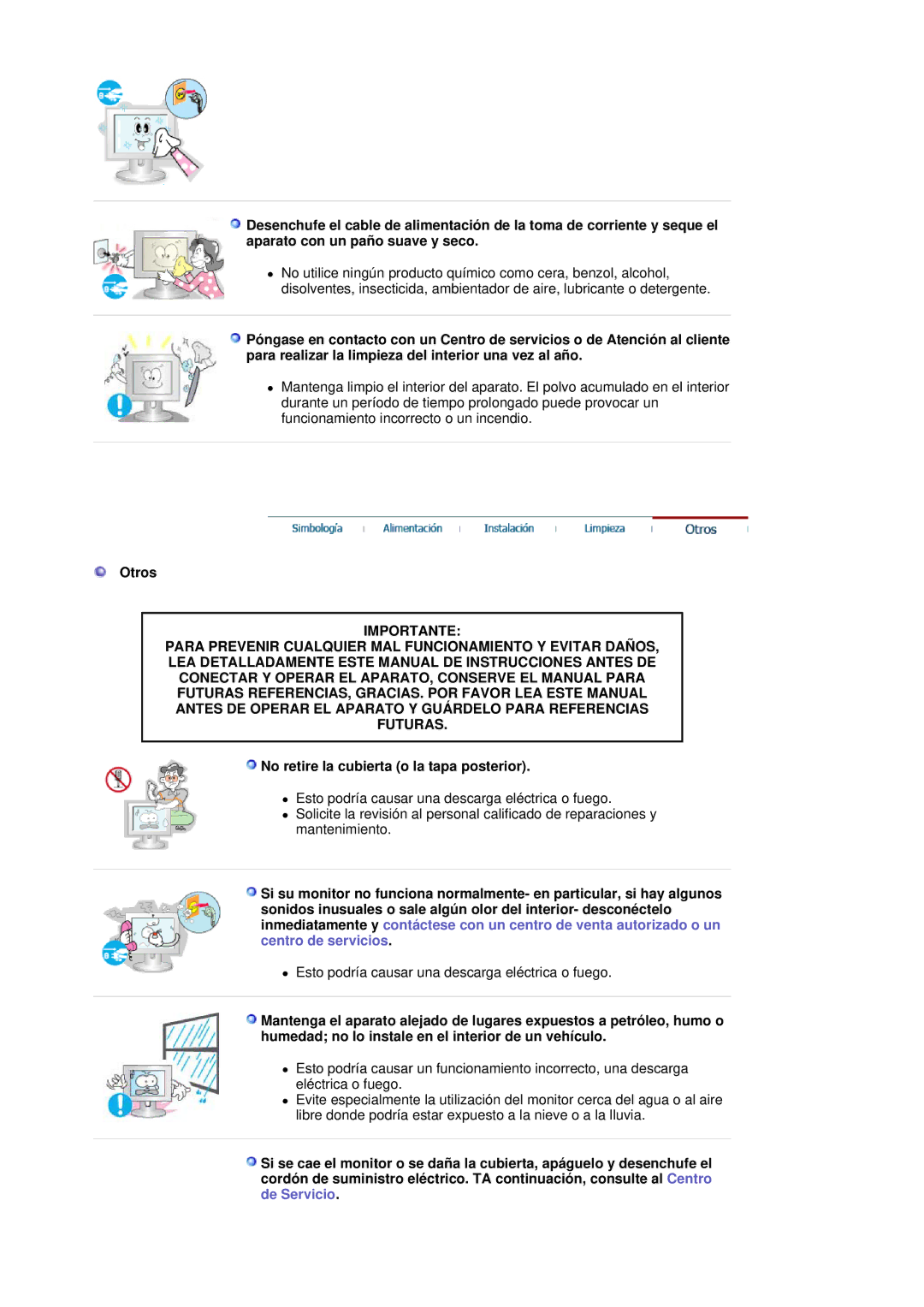 Samsung LS17MJCTB/EDC, MJ17CSKS/EDC, MJ17CSTS/EDC manual Otros, No retire la cubierta o la tapa posterior 