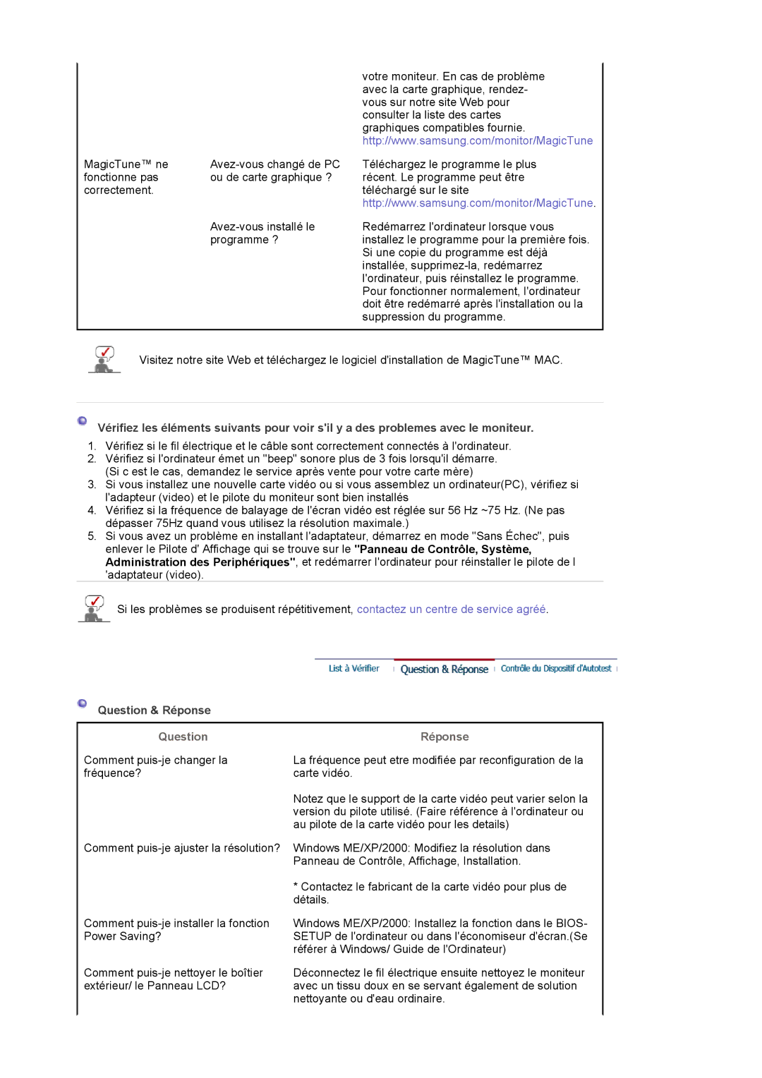 Samsung LS17MJLKS/EDC manual Question Réponse 