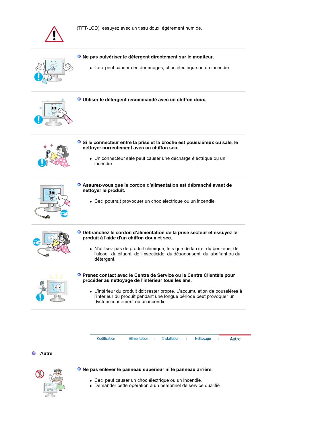 Samsung LS17MJLKS/EDC manual Ne pas pulvériser le détergent directement sur le moniteur 