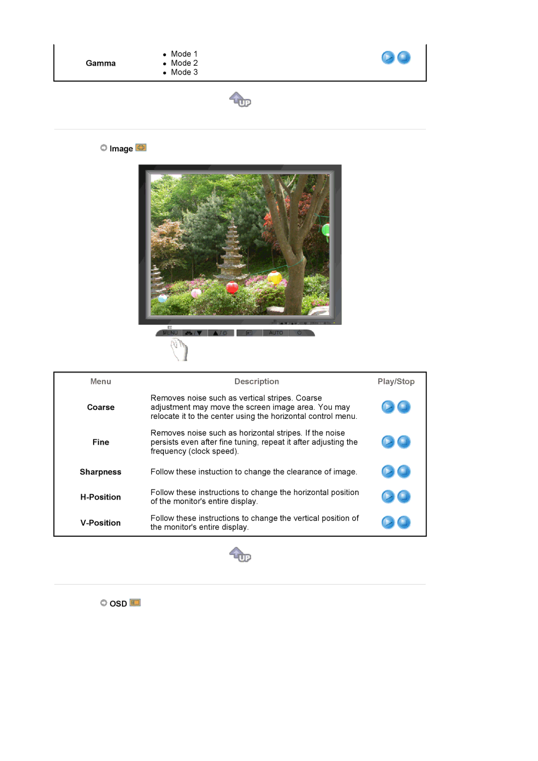 Samsung LS17MJLKS/EDC manual Gamma z Mode, Image, Coarse Fine Sharpness Position, Osd 