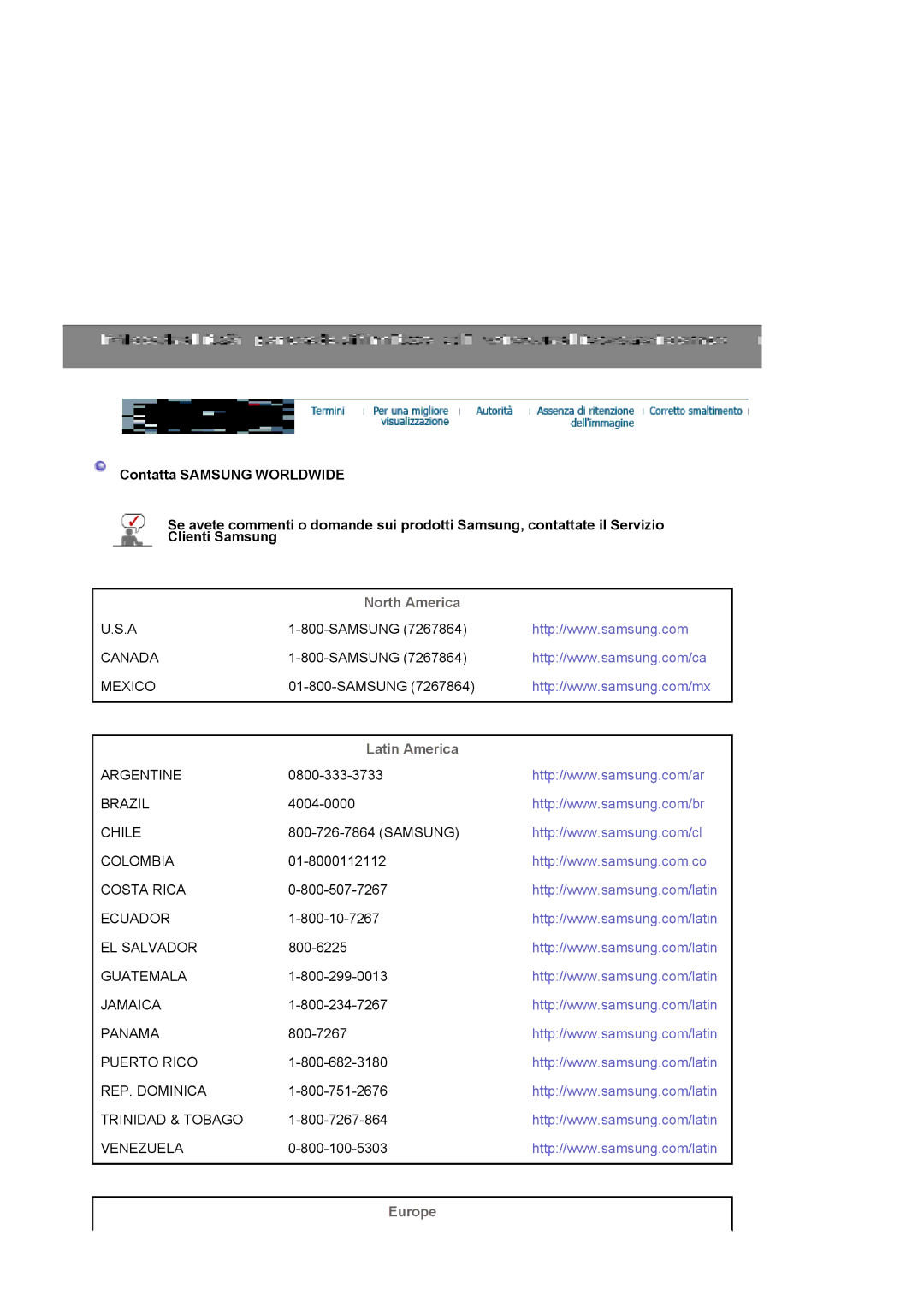 Samsung LS17MJLKS/EDC manual North America, Latin America, Europe 