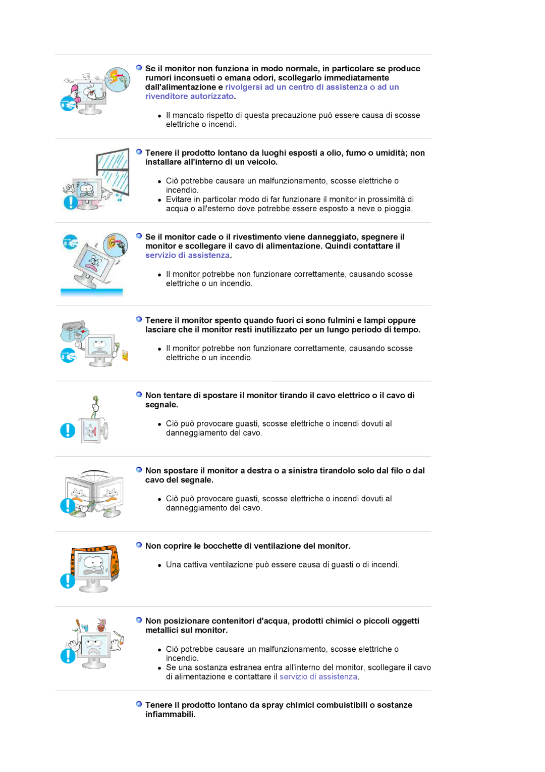 Samsung LS17MJLKS/EDC manual Non coprire le bocchette di ventilazione del monitor 