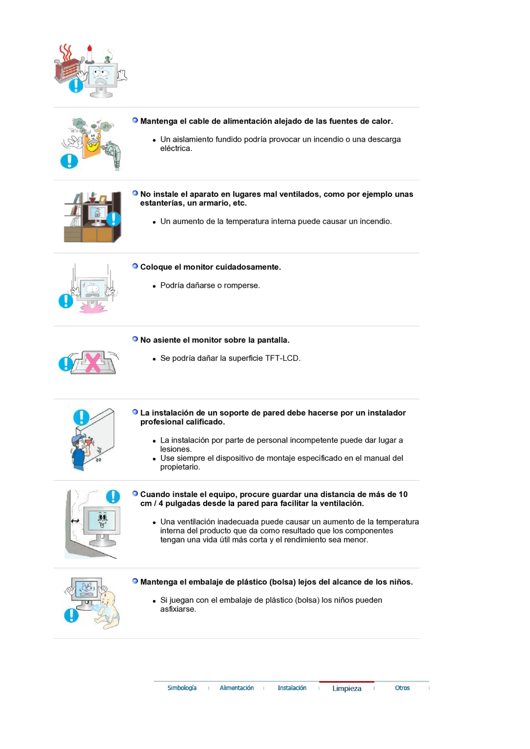 Samsung LS17MJLKS/EDC manual Coloque el monitor cuidadosamente, No asiente el monitor sobre la pantalla 