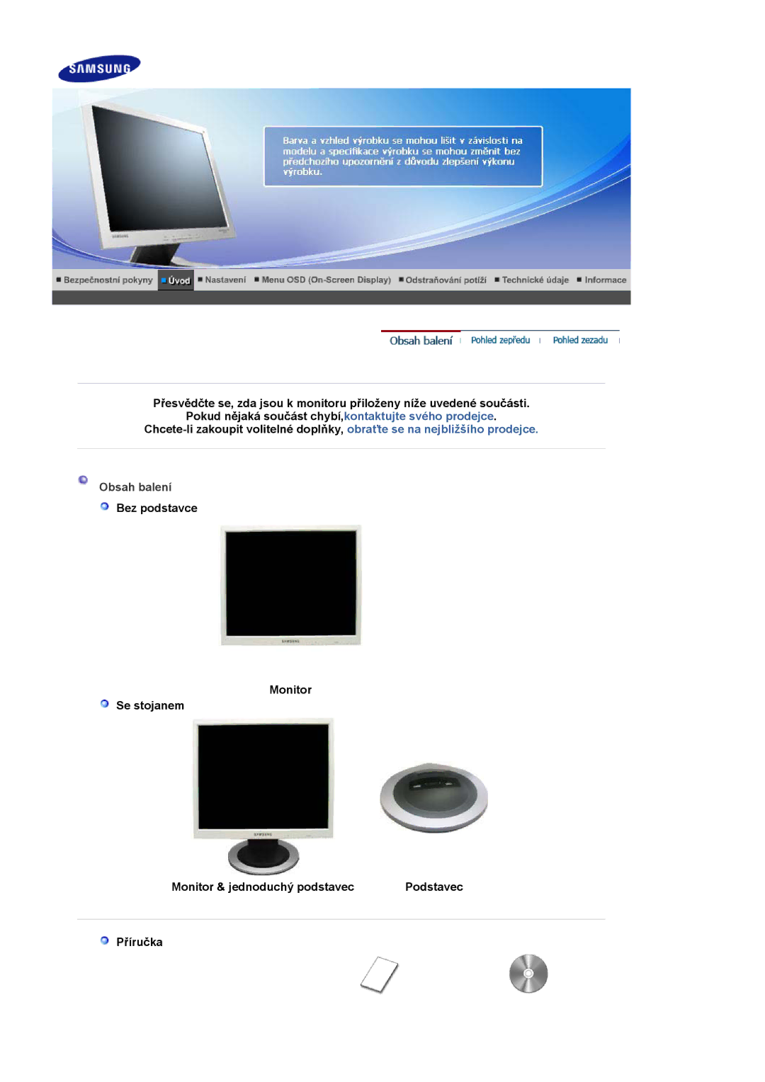 Samsung LS17MJLKS/EDC manual Obsah balení 