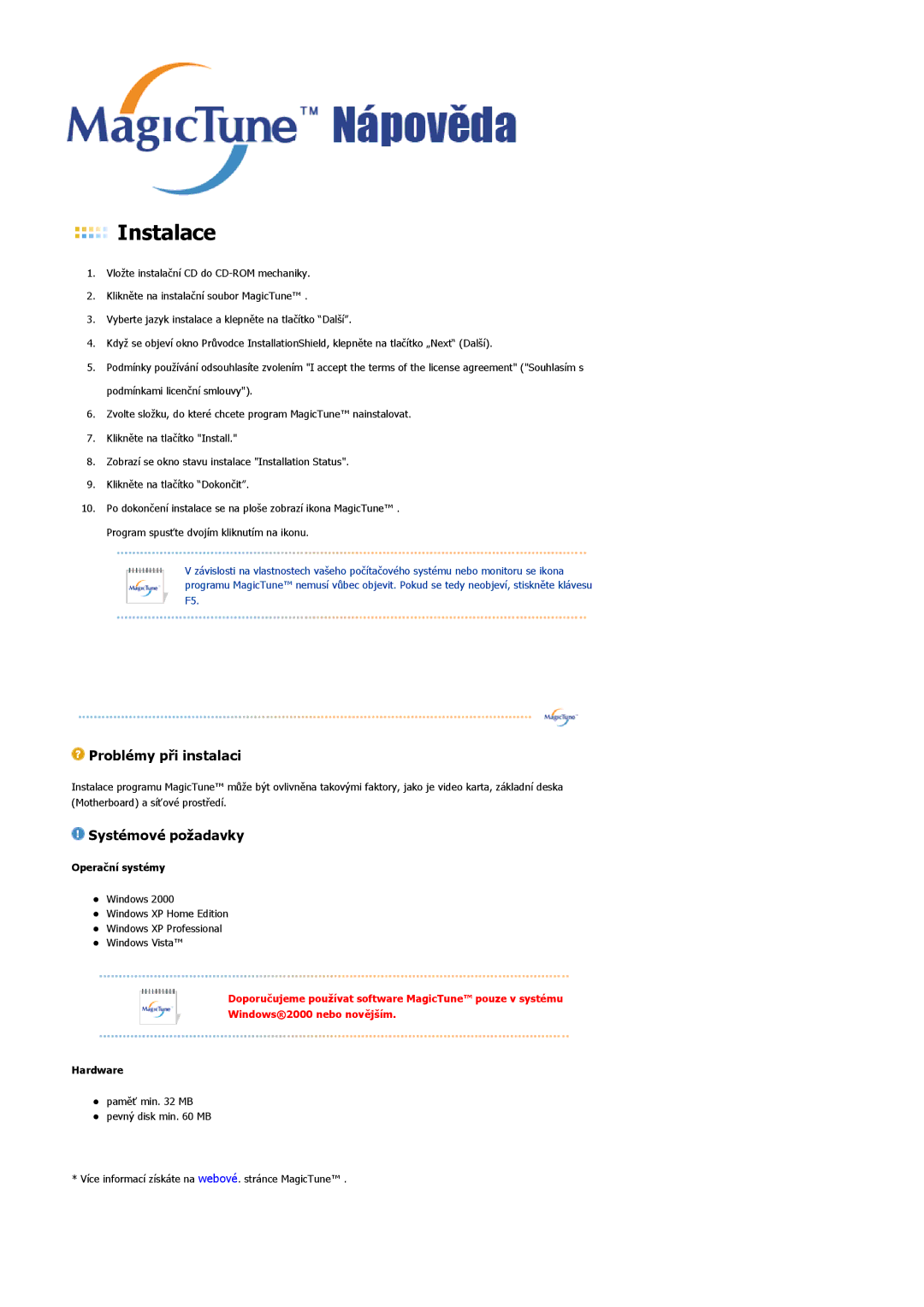 Samsung LS17MJLKS/EDC manual Instalace 