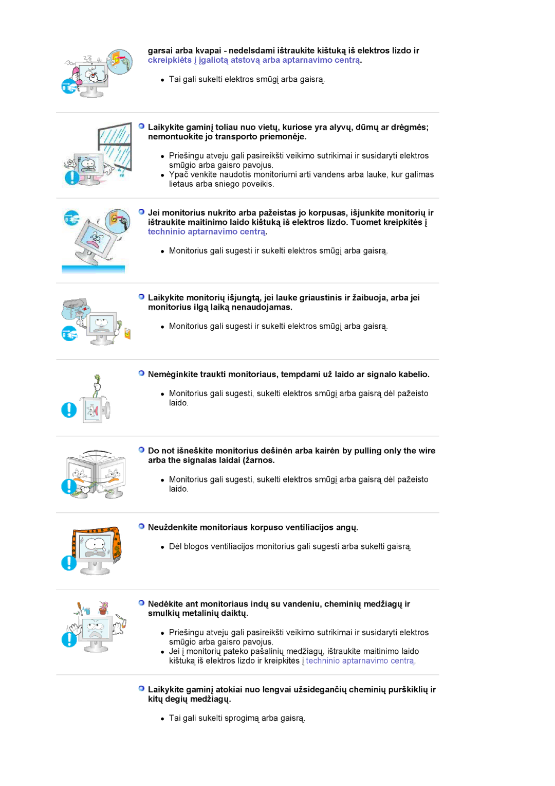 Samsung LS17MJLKS/EDC manual Neuždenkite monitoriaus korpuso ventiliacijos angų 