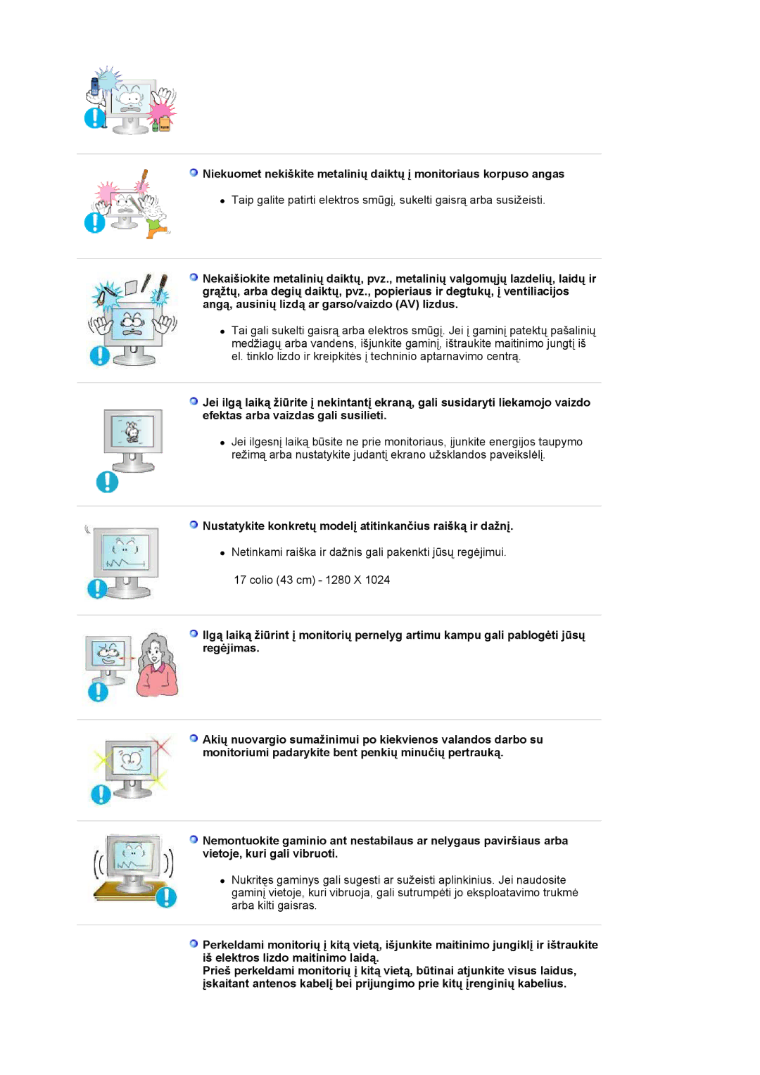 Samsung LS17MJLKS/EDC manual Nustatykite konkretų modelį atitinkančius raišką ir dažnį 