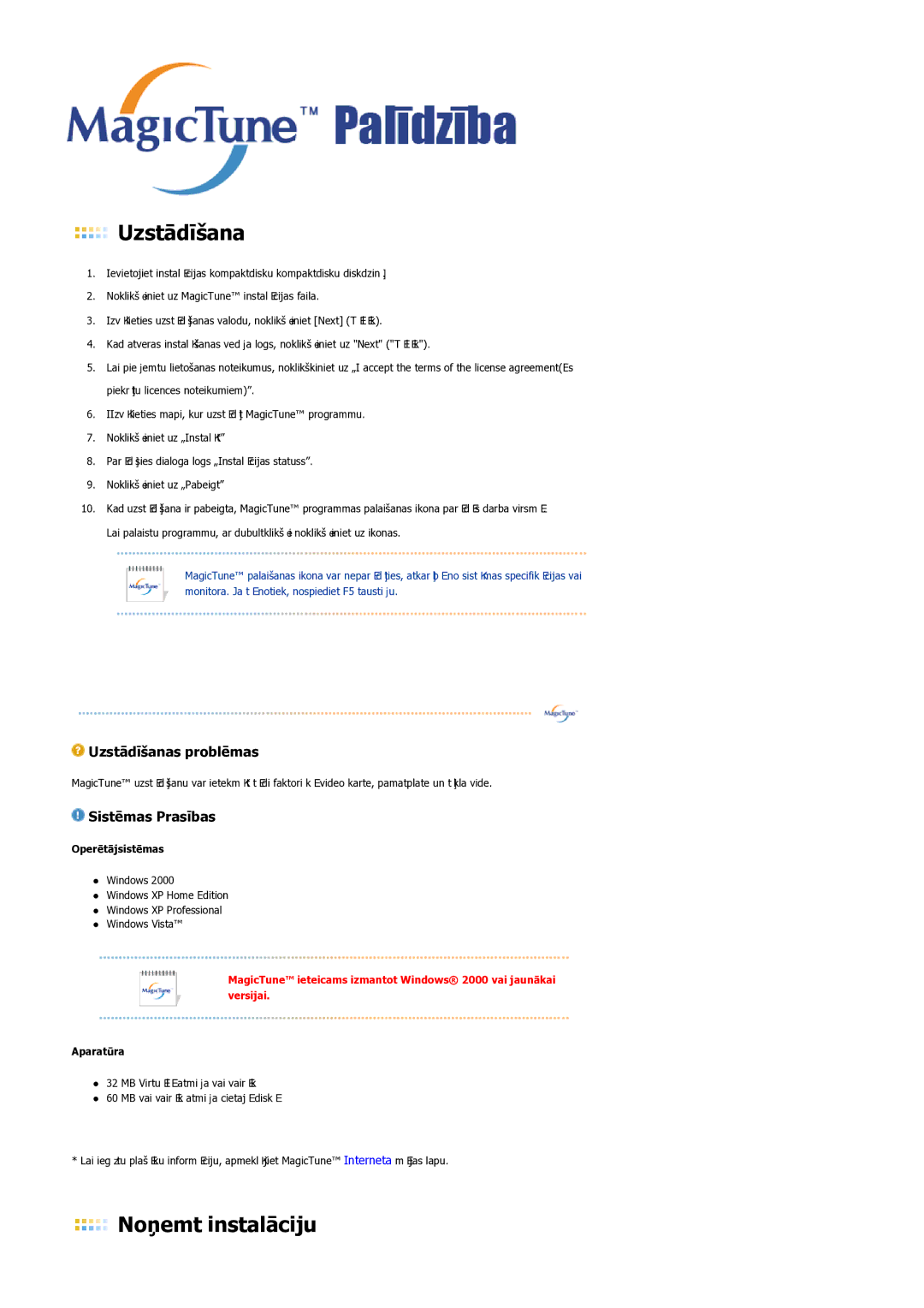 Samsung LS17MJLKS/EDC manual Uzstādīšana 