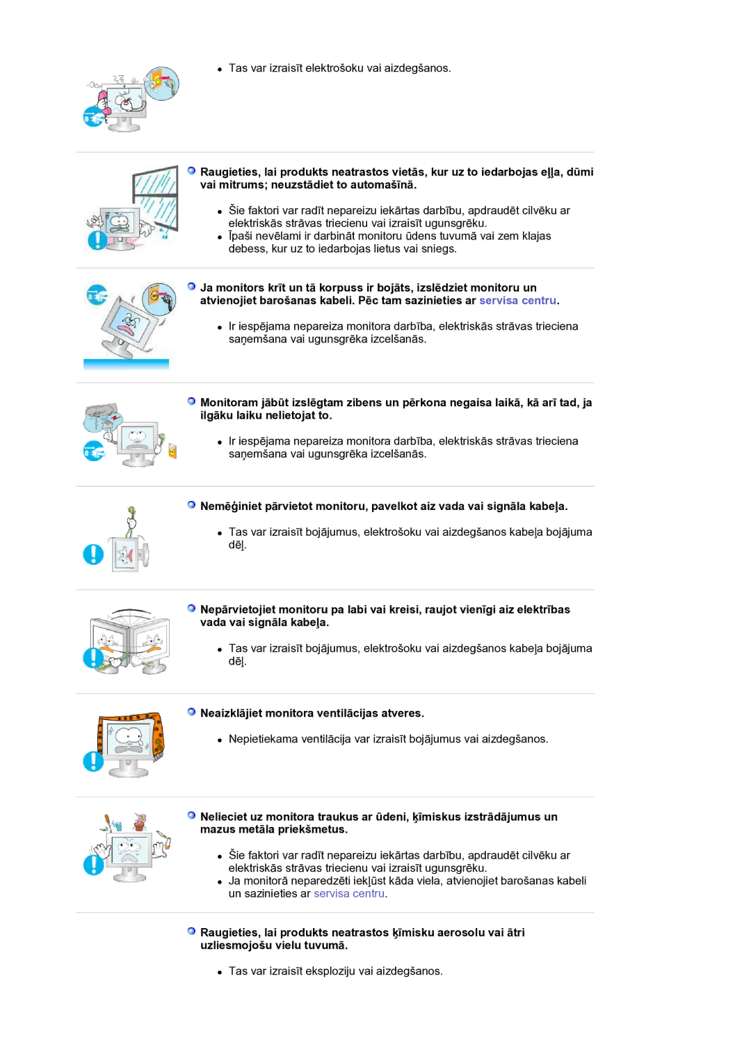 Samsung LS17MJLKS/EDC manual Neaizklājiet monitora ventilācijas atveres 