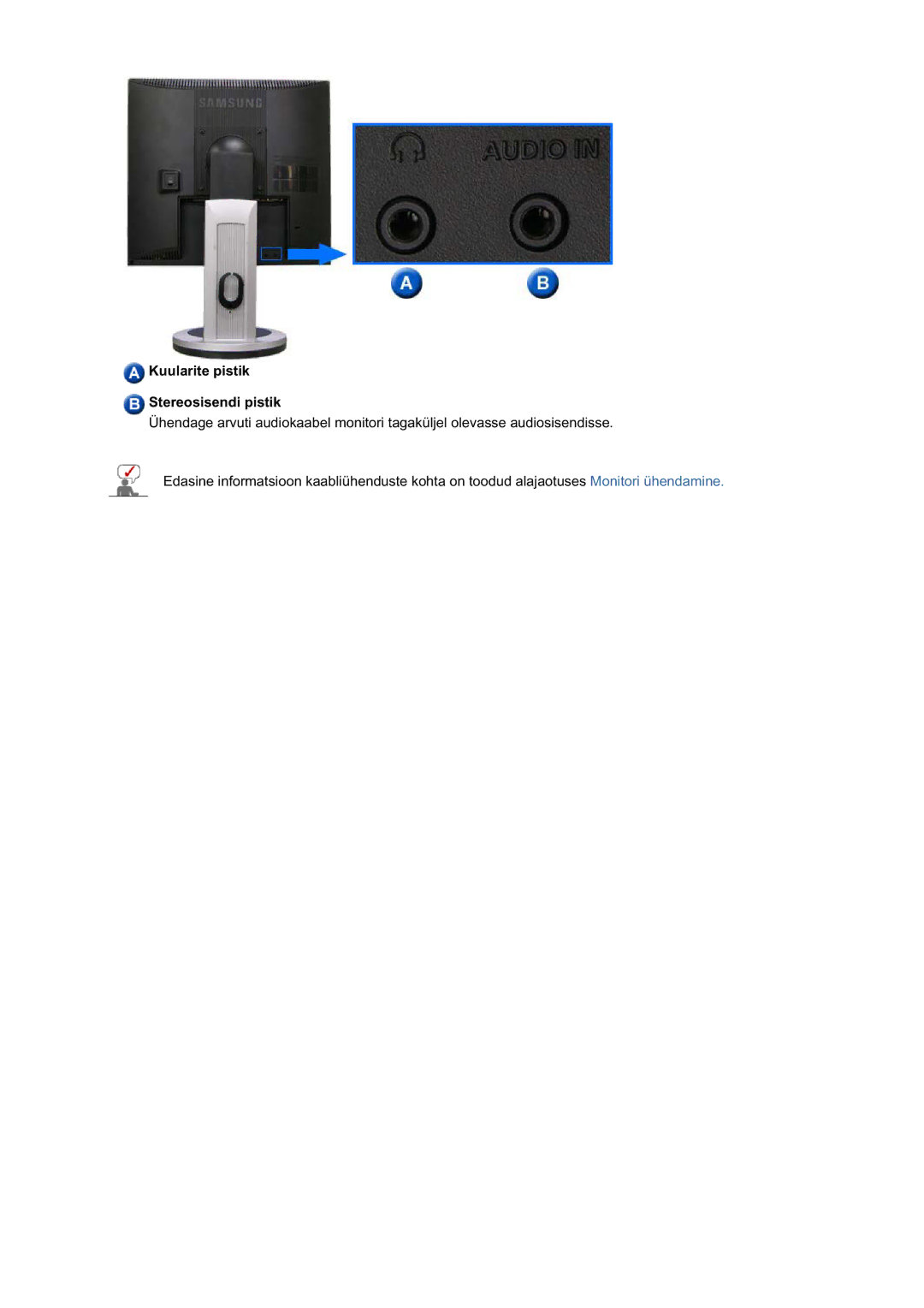 Samsung LS17MJSKSZ/EDC, LS17MJSKS/EDC manual Kuularite pistik Stereosisendi pistik 