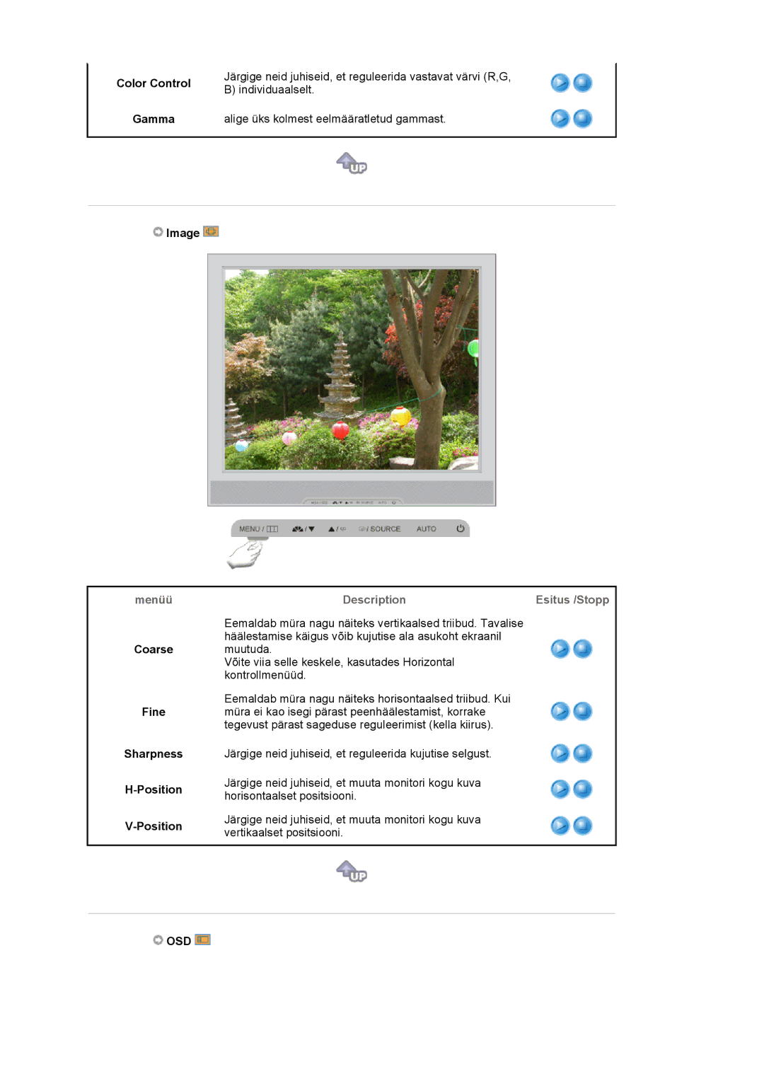 Samsung LS17MJSKSZ/EDC, LS17MJSKS/EDC manual Color Control, Image, Coarse, Fine Sharpness Position, Osd 