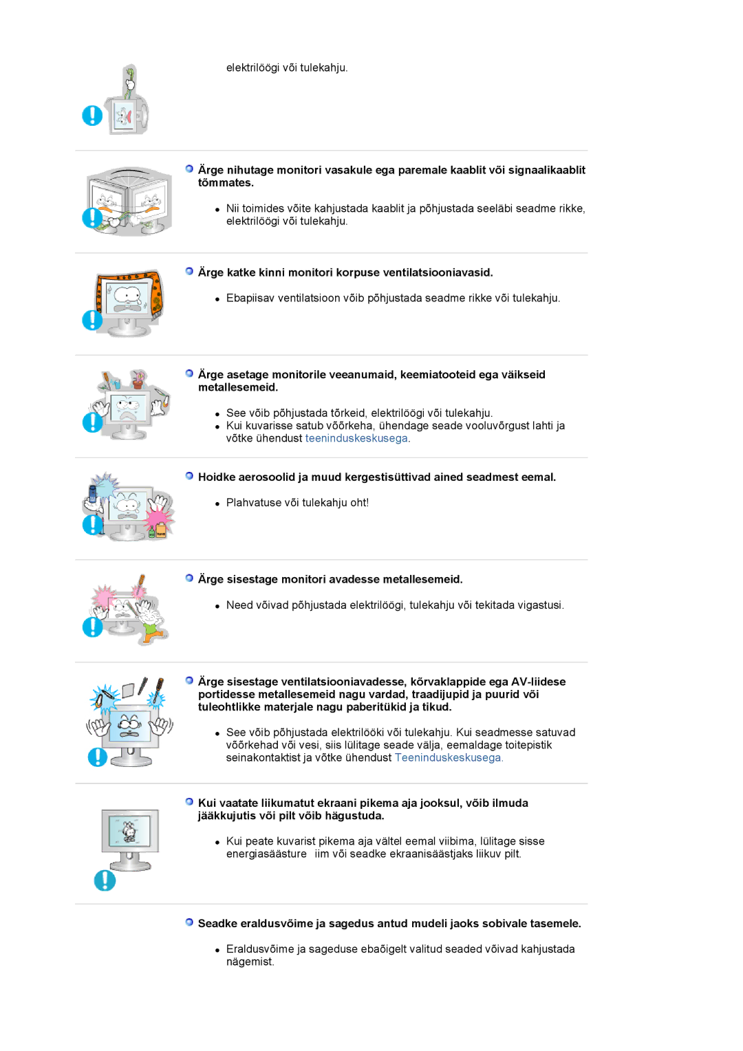 Samsung LS17MJSKSZ/EDC, LS17MJSKS/EDC manual Ärge katke kinni monitori korpuse ventilatsiooniavasid 