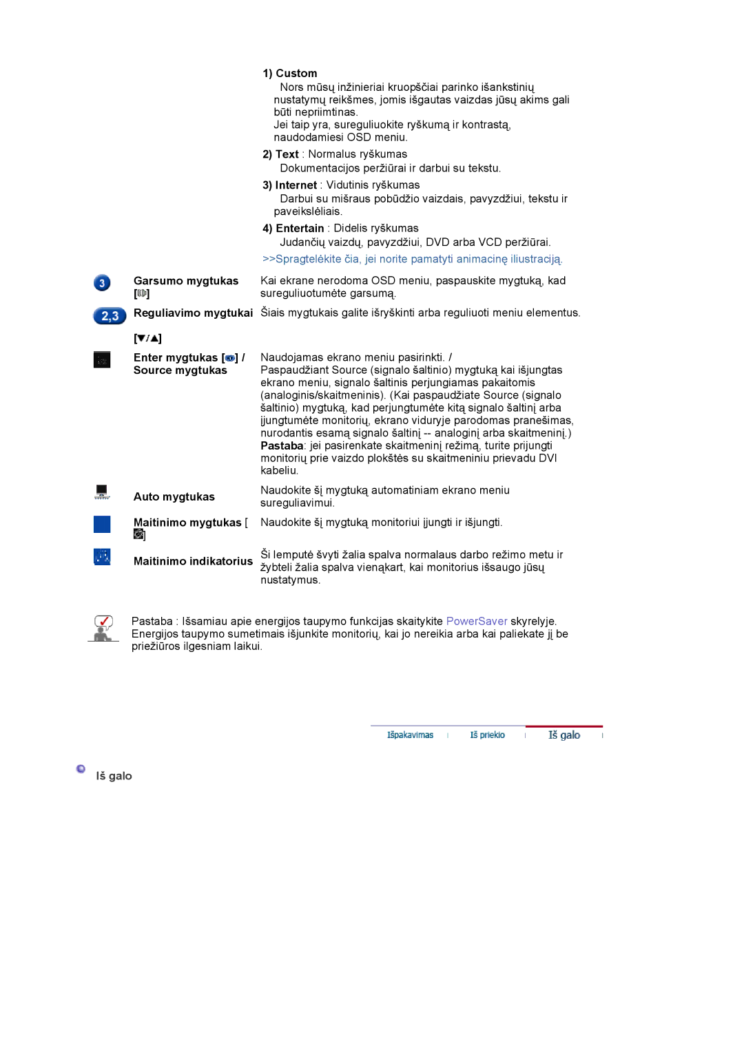 Samsung LS17MJSKSZ/EDC, LS17MJSKS/EDC manual Iš galo 