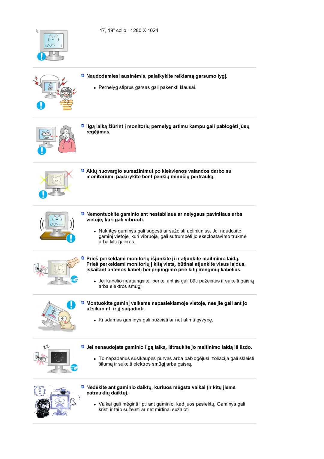 Samsung LS17MJSKS/EDC, LS17MJSKSZ/EDC manual Naudodamiesi ausinơmis, palaikykite reikiamą garsumo lygƳ 