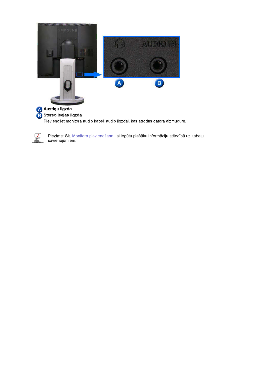 Samsung LS17MJSKSZ/EDC, LS17MJSKS/EDC manual AustiƼu ligzda Stereo ieejas ligzda 