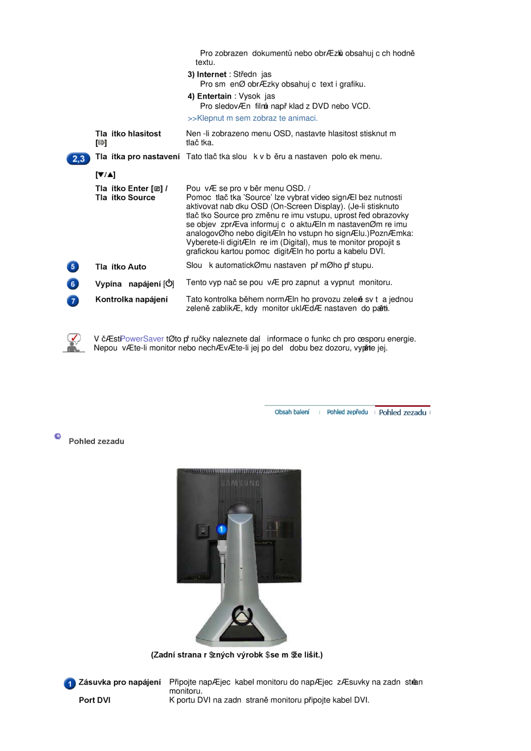 Samsung LS17MJSKSZ/EDC, LS17MJSTSE/EDC, LS19MJSTS7/EDC manual Pohled zezadu 