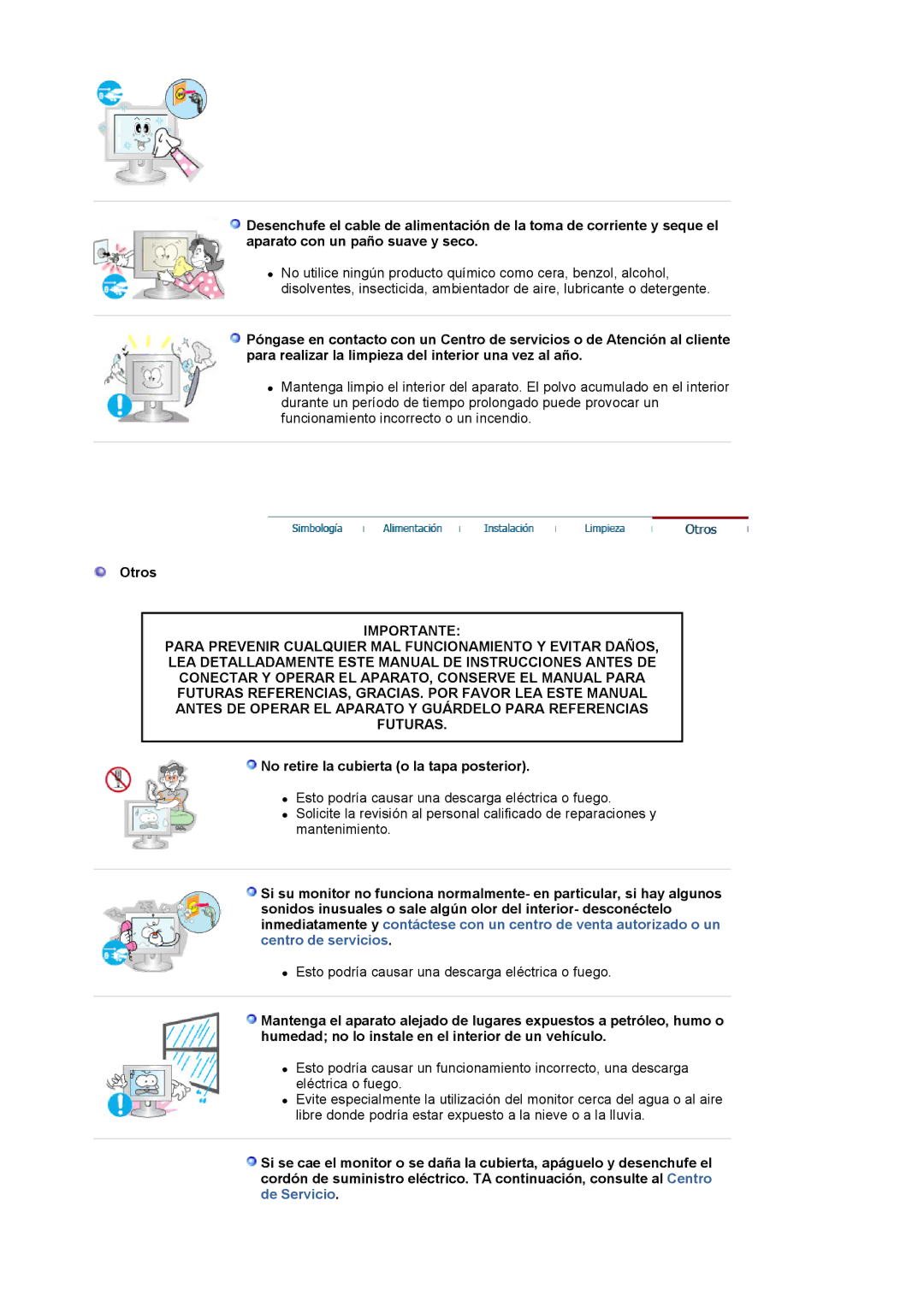 Samsung LS17MJSTSE/EDC, LS19MJSTS7/EDC, LS19MJSTSQ/EDC, LS17MJSKS/EDC manual Otros, No retire la cubierta o la tapa posterior 