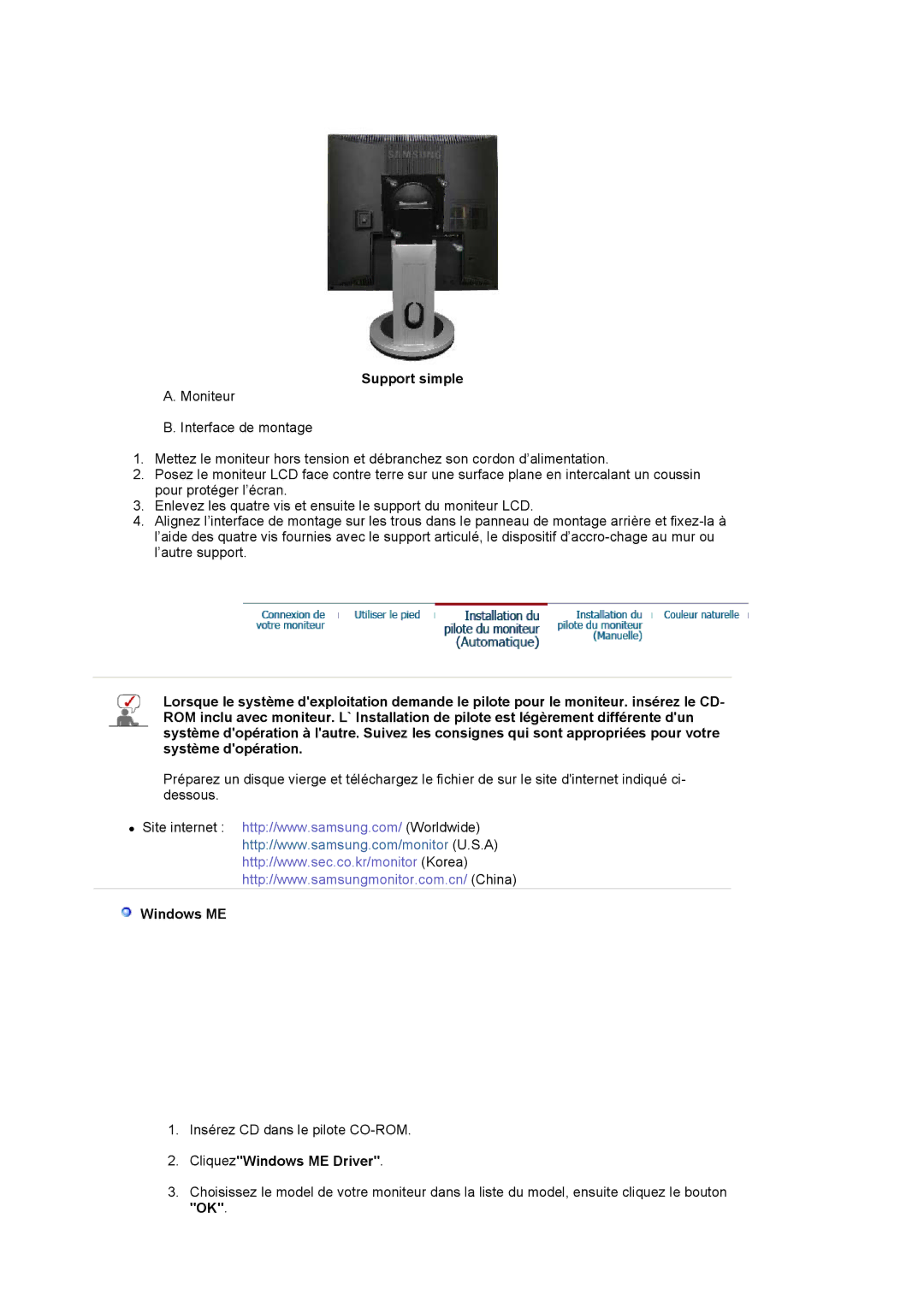 Samsung MJ19MSTSQ/EDC, LS17MJSTSE/EDC, LS19MJSTS7/EDC, MJ17MSTSQ/EDC, LS19MJSTSH/EDC manual CliquezWindows ME Driver 