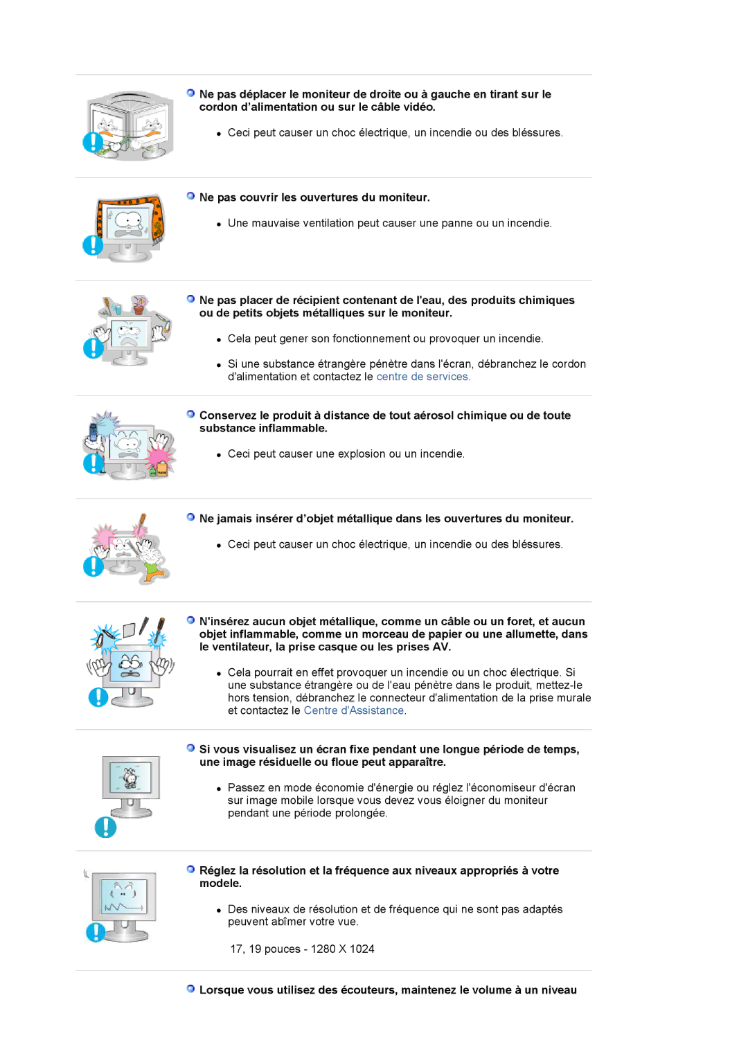 Samsung LS17MJSTSV/EDC, LS17MJSTSE/EDC, LS19MJSTS7/EDC, MJ19MSTSQ/EDC manual Ne pas couvrir les ouvertures du moniteur 