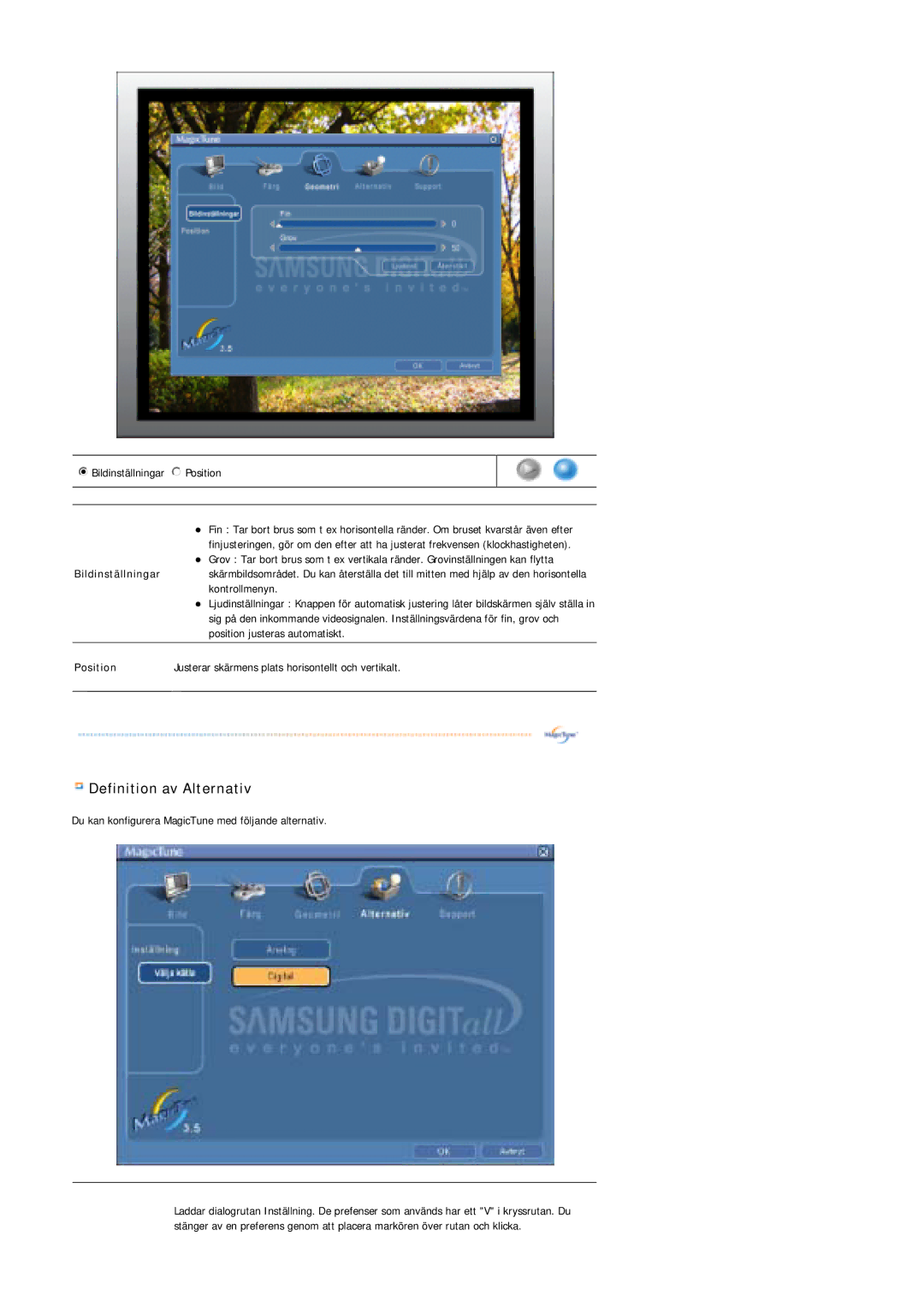 Samsung LS19MJSTSQ/EDC, LS17MJSTSE/EDC, LS19MJSTS7/EDC, MJ19MSTSQ/EDC, MJ17MSTSQ/EDC, LS19MJSTSH/EDC Definition av Alternativ 