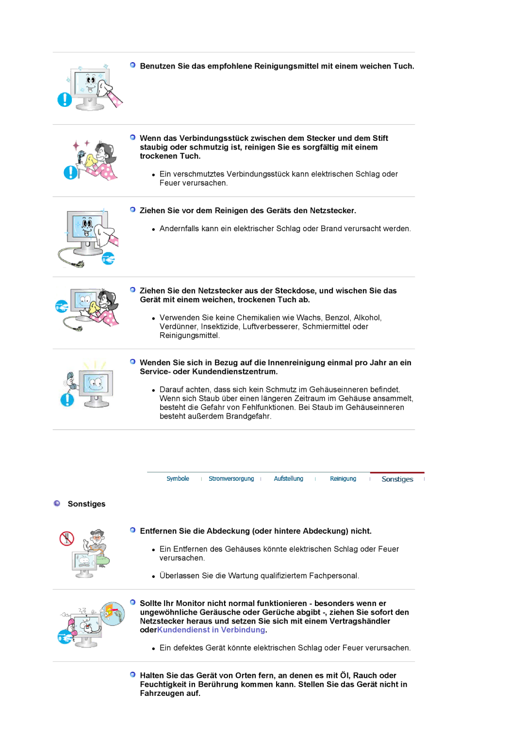 Samsung LS17MJVKS/EDC manual Ziehen Sie vor dem Reinigen des Geräts den Netzstecker 